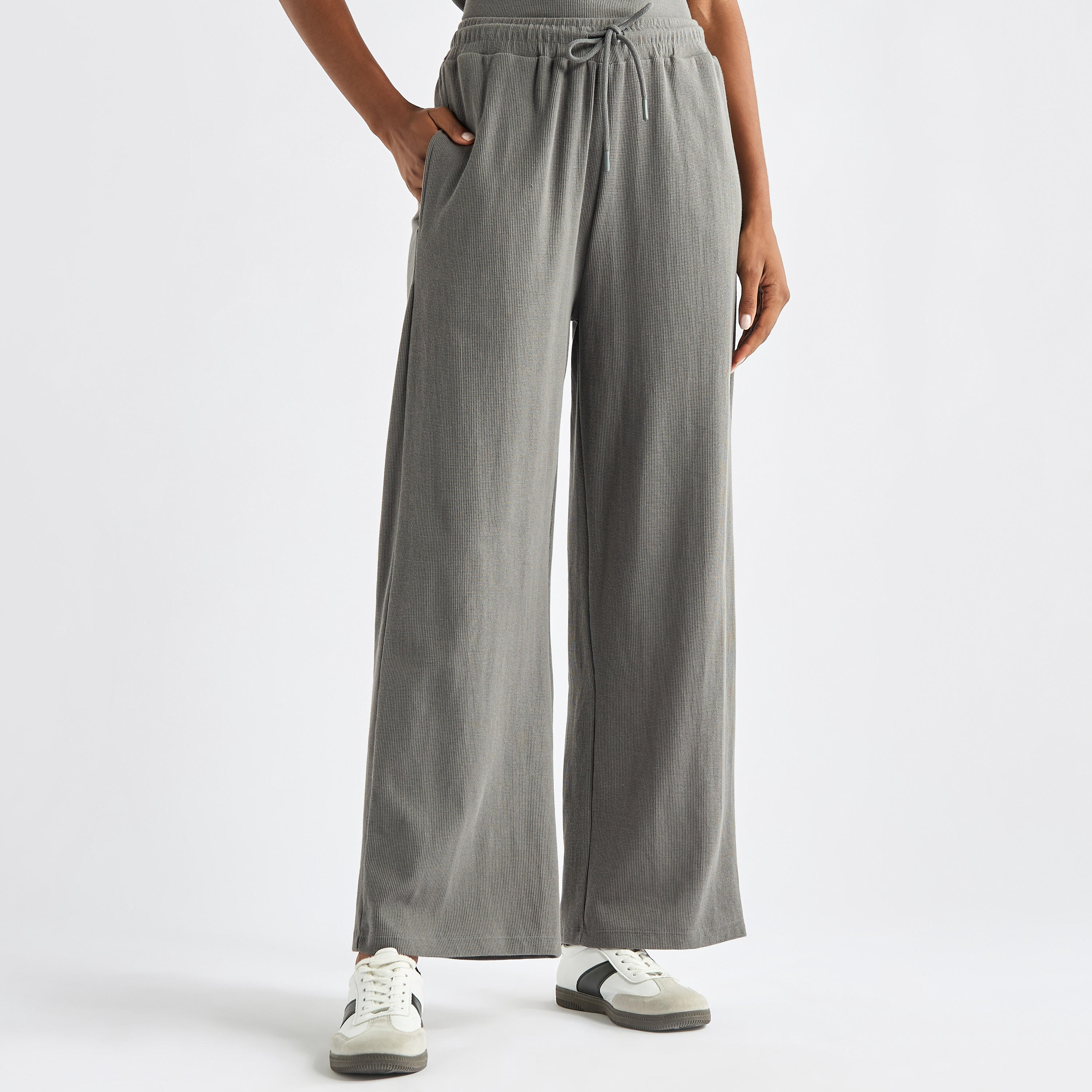 Embroidered Crew Neck T-shirt and Pants Set-women-clothing-coordsets-image-4