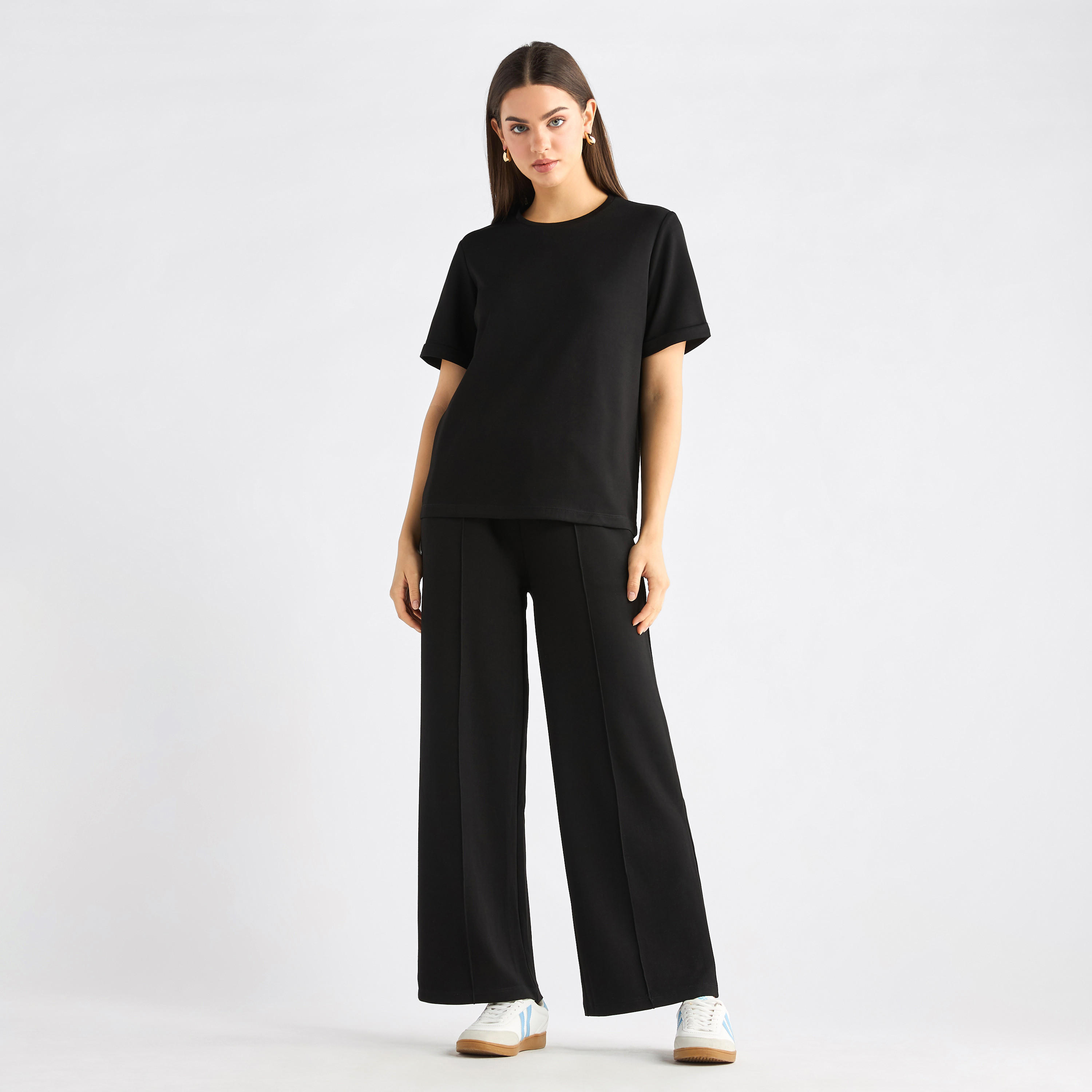 طقم بنطلون وتيشيرت بياقة ضيقة-women-clothing-coordsets-image-6