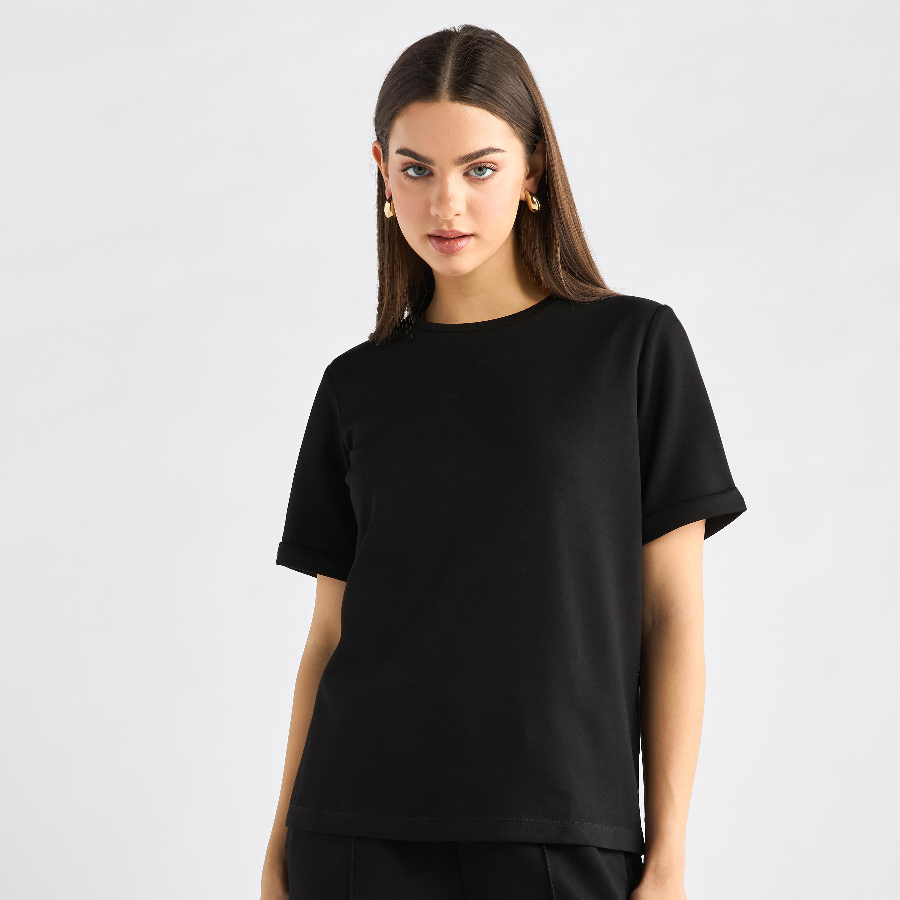 طقم بنطلون وتيشيرت بياقة ضيقة-women-clothing-coordsets-image-7