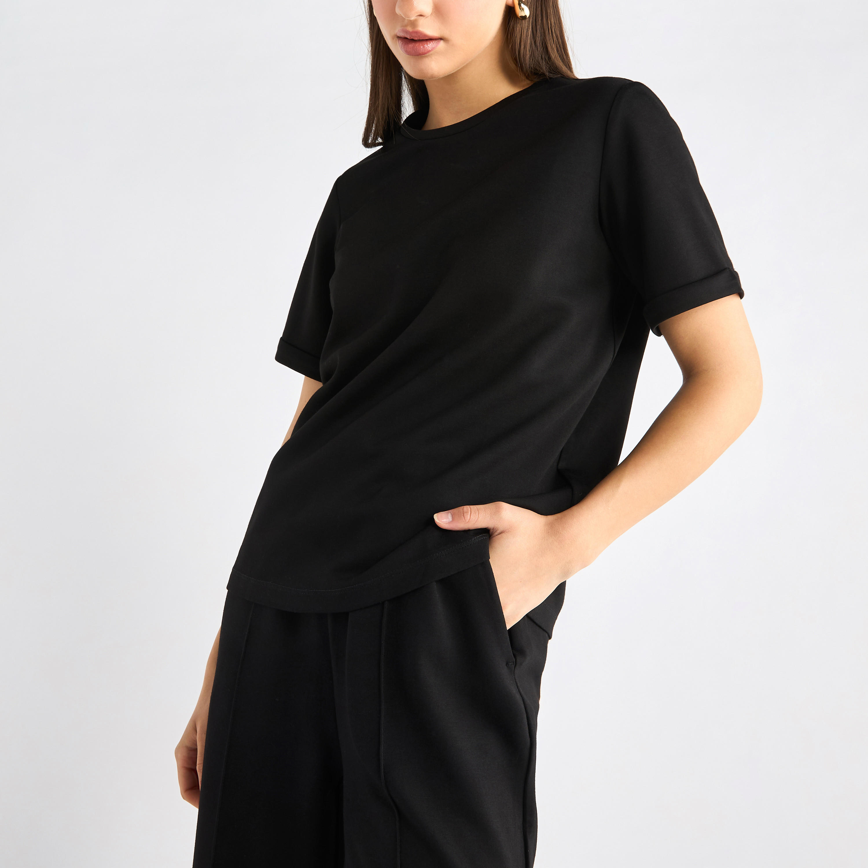 طقم بنطلون وتيشيرت بياقة ضيقة-women-clothing-coordsets-image-10