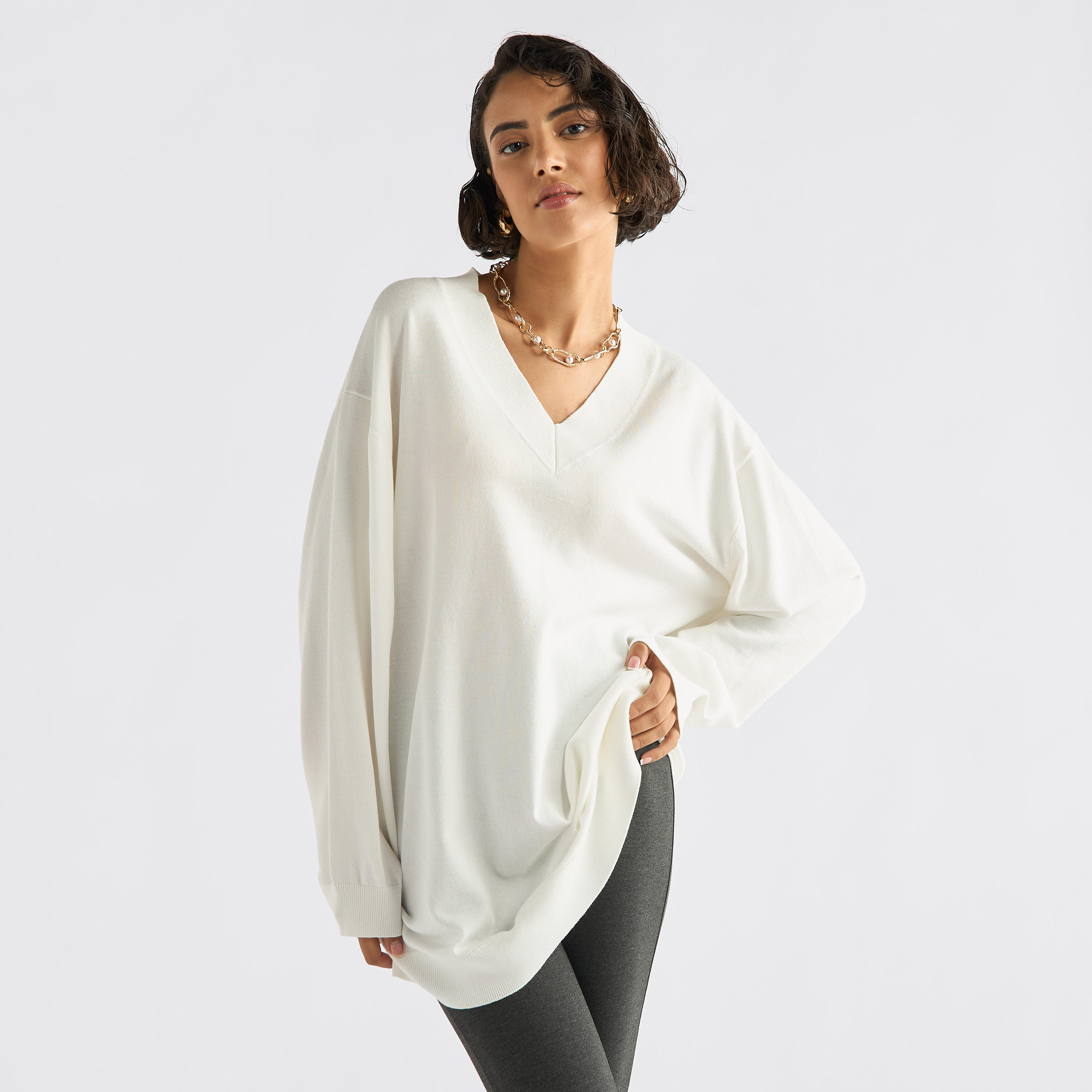 كنزة بياقة V وأكمام طويلة-women-clothing-cardigansandjumpers-jumpers-image-4