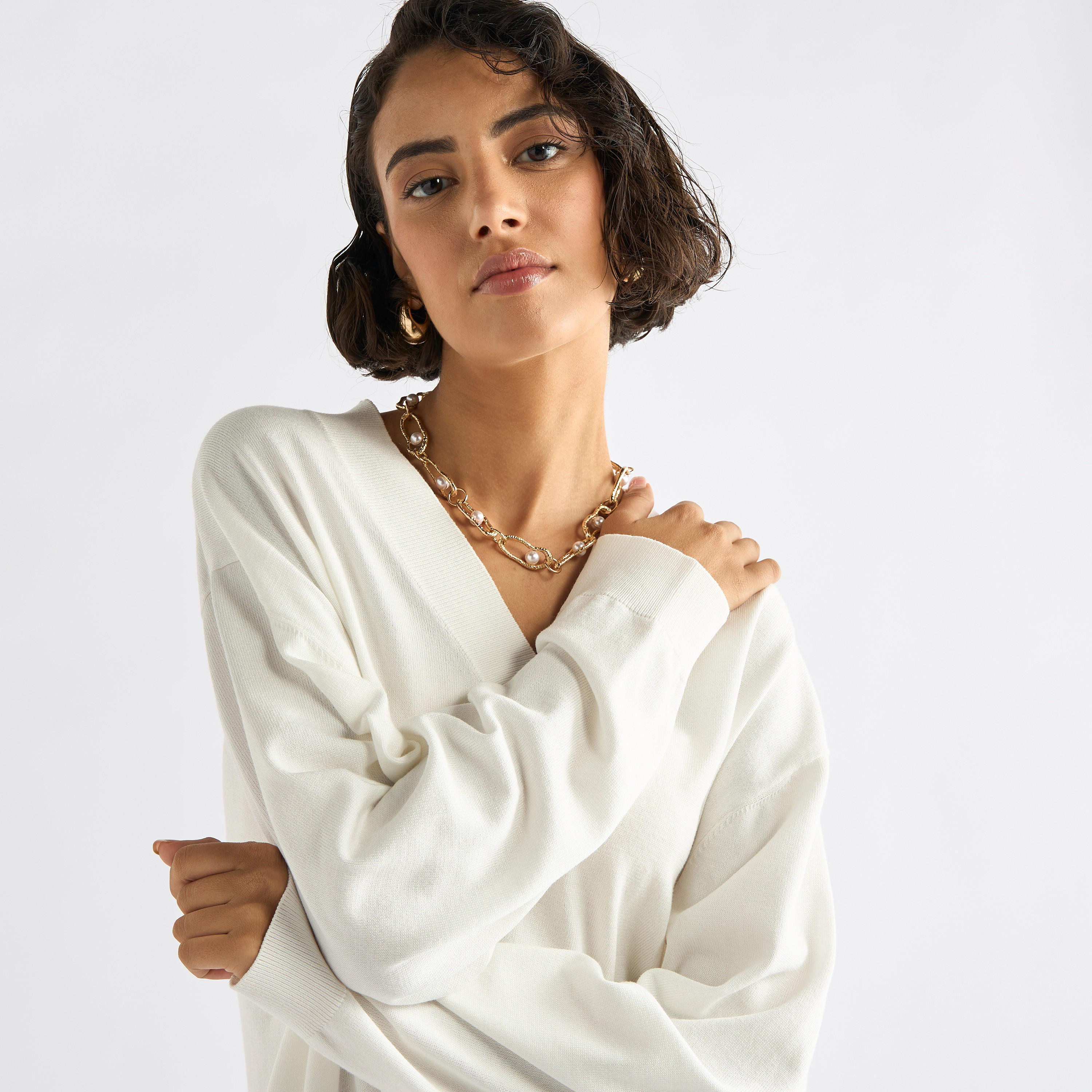 كنزة بياقة V وأكمام طويلة-women-clothing-cardigansandjumpers-jumpers-image-1