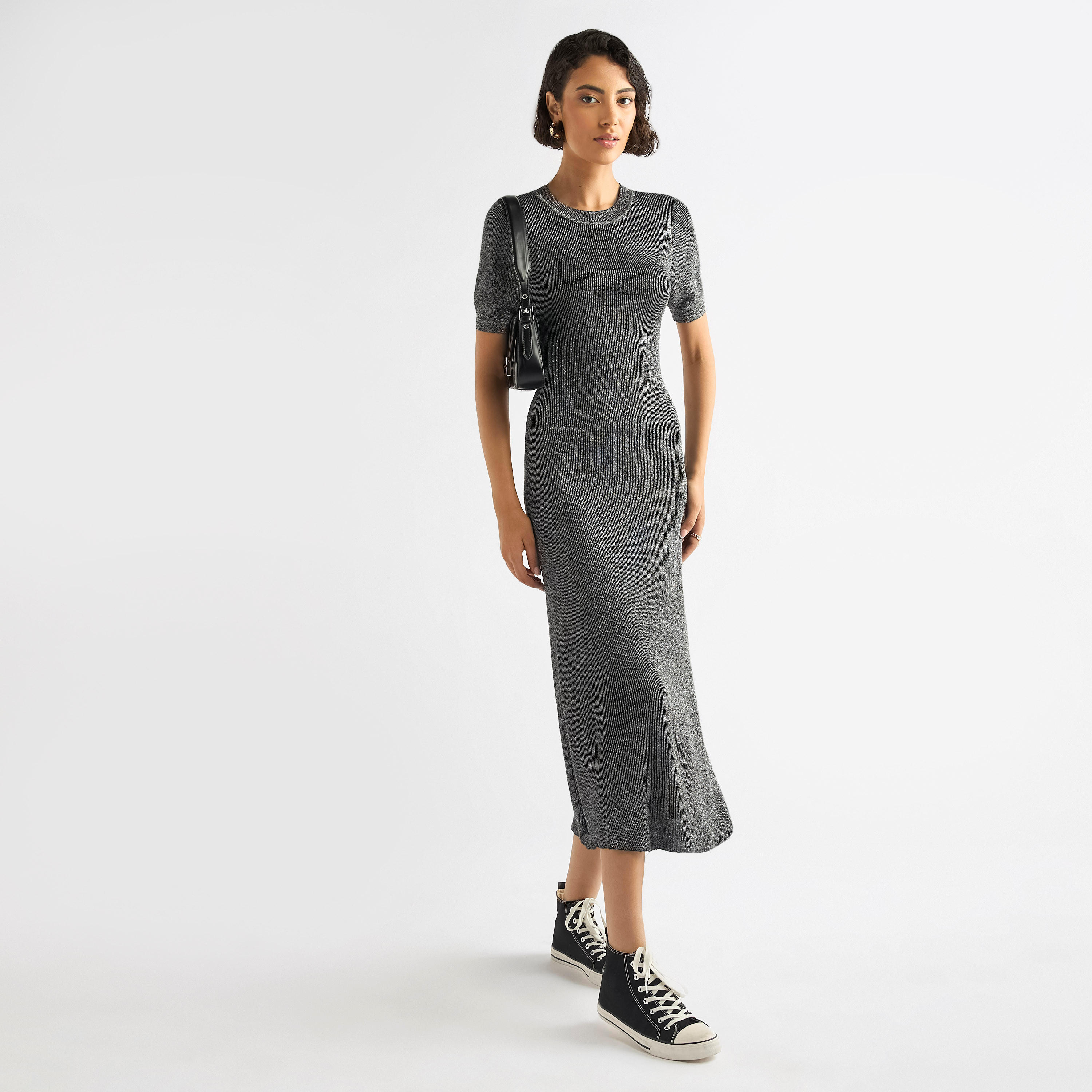 Ribbed Midi Sheath Dress with Short Sleeves-women-clothing-dresses-image-10