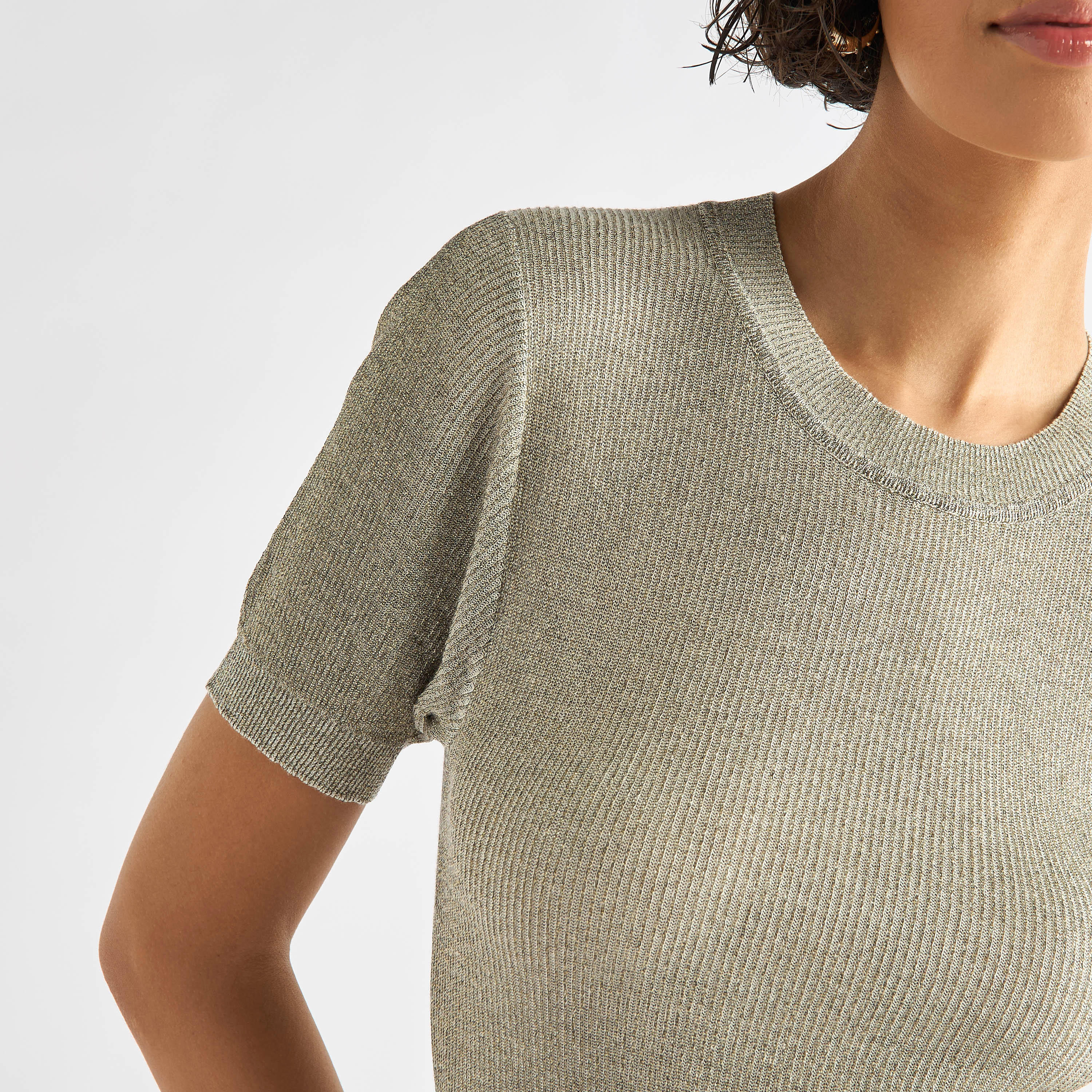 Ribbed Midi Sheath Dress with Short Sleeves-women-clothing-dresses-image-5
