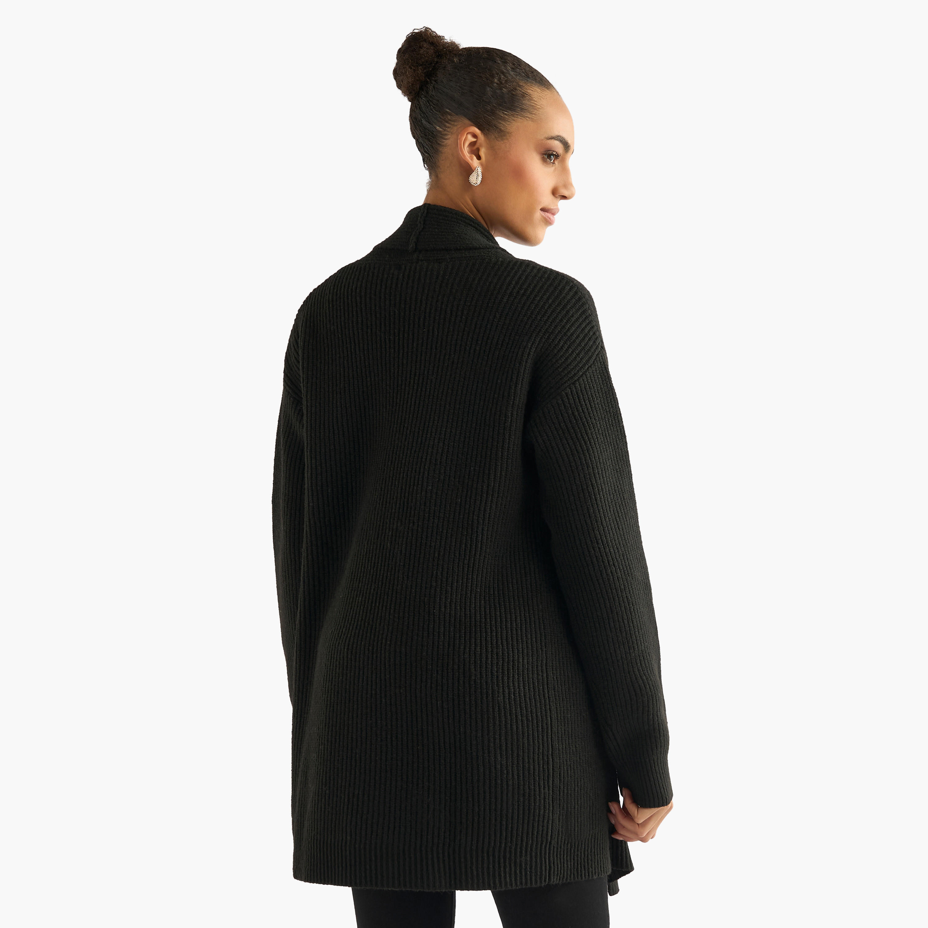 كارديجان بارز الملمس مفتوح من الأمام بأكمام طويلة-women-winterwear-cardigansandjumpers-cardigans-image-3