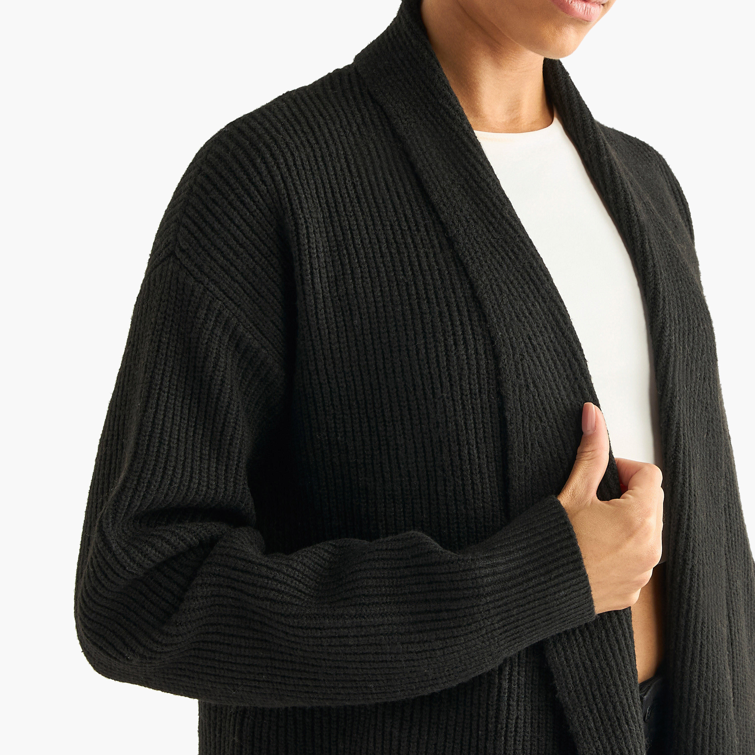 كارديجان بارز الملمس مفتوح من الأمام بأكمام طويلة-women-winterwear-cardigansandjumpers-cardigans-image-1