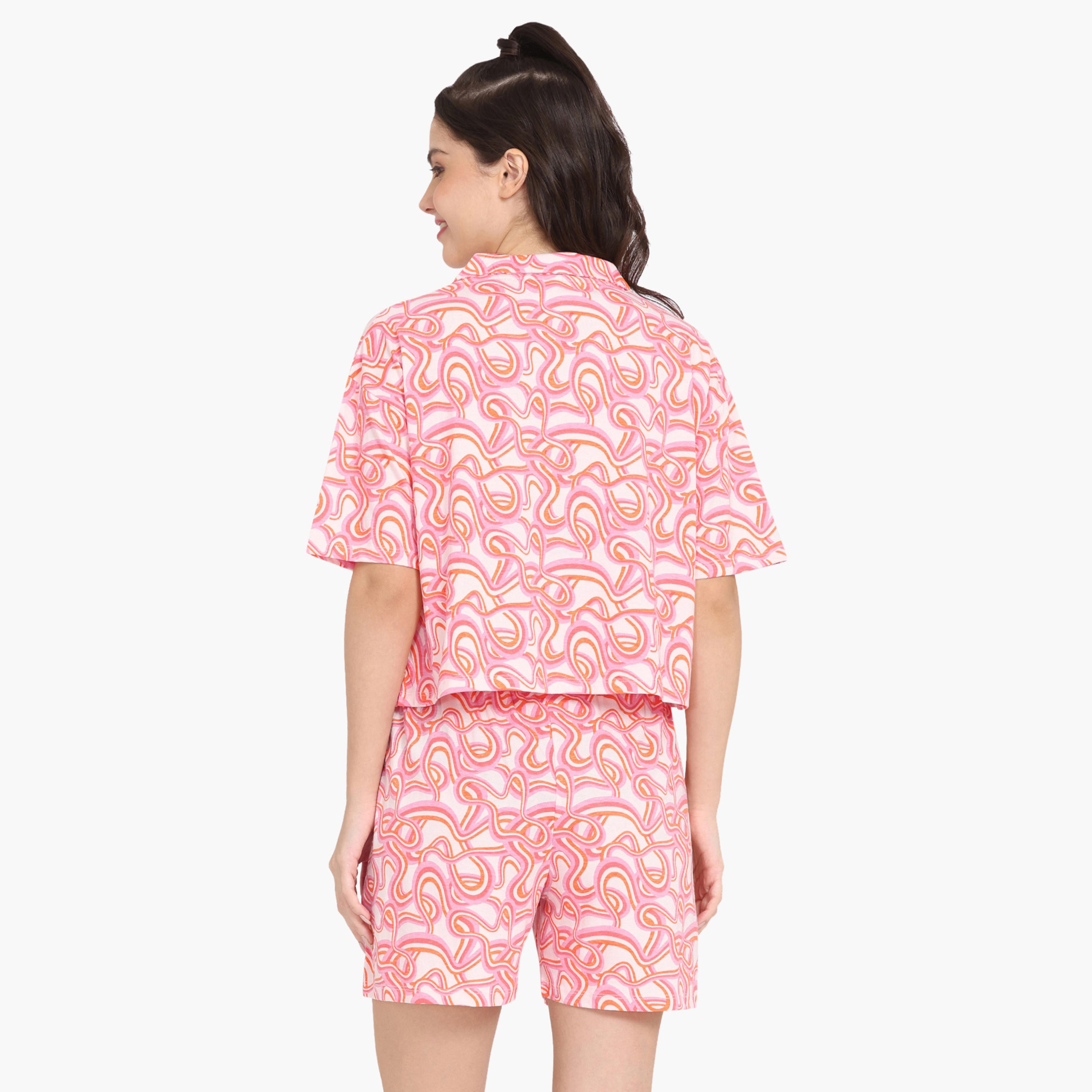طقم شورت وقميص بياقة مطوية وطبعات من زيفامي-women-clothing-nightwear-pyjamas-shortsets-image-3