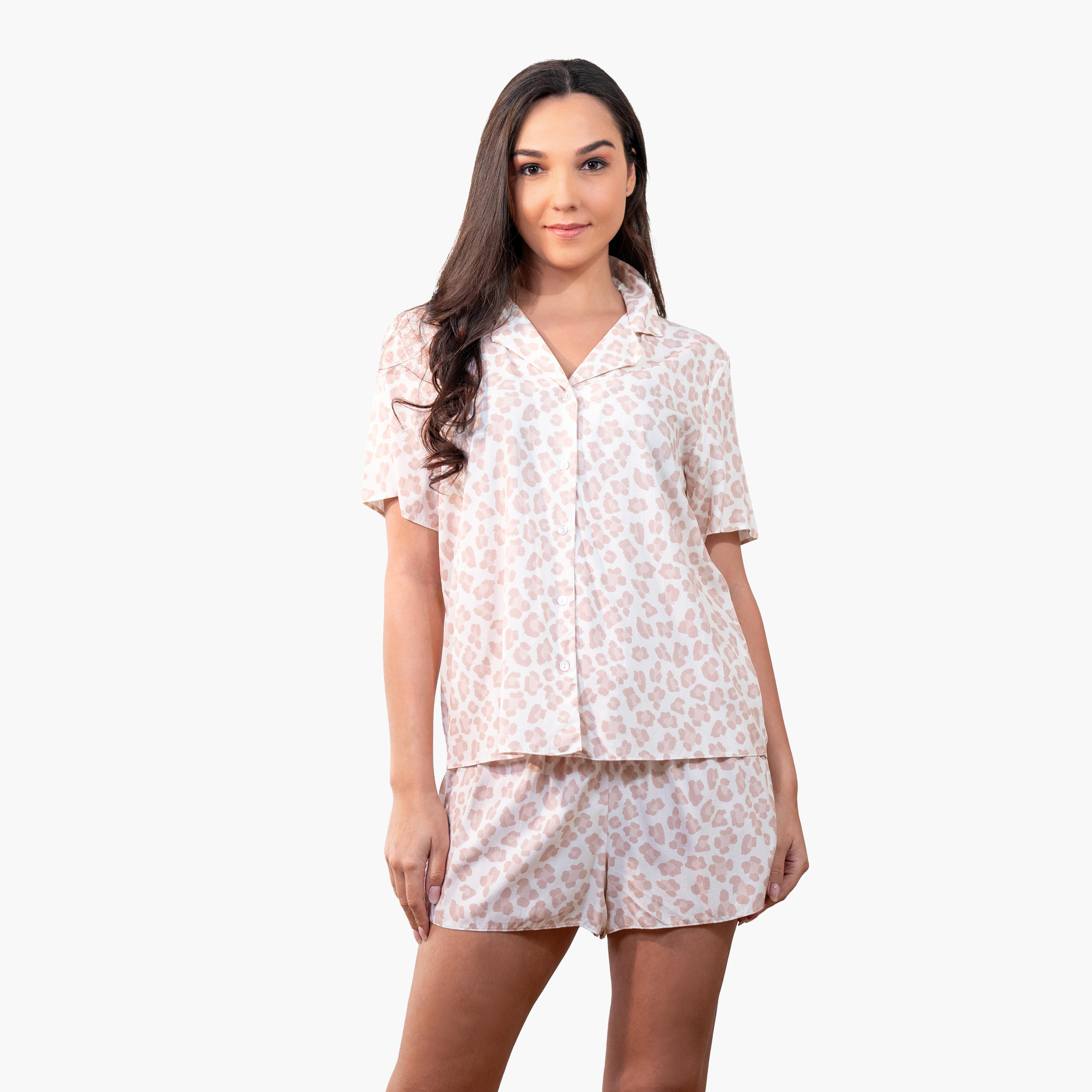 طقم قميص وشورت بطبعات من أدارايا-women-clothing-nightwear-pyjamas-shortsets-image-1