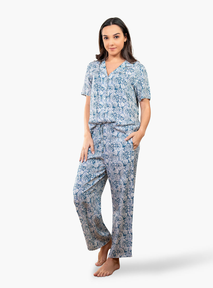 طقم بنطلون بيجاما وقميص رايون بطبعات من آدارايا-women-clothing-nightwear-pyjamas-longsets-image-2