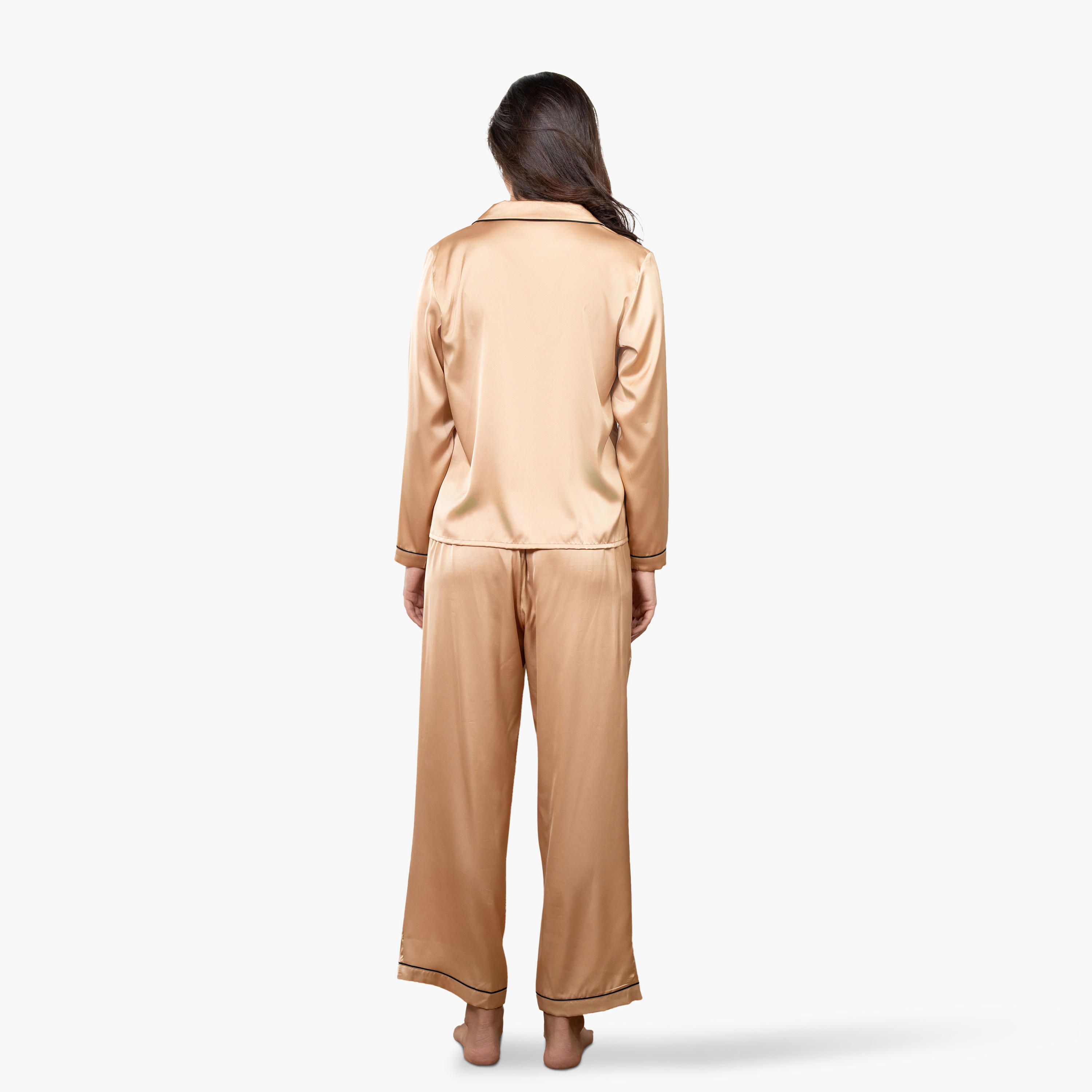 طقم قميص بياقة وبنطلون بيجاما من آدارايا-women-clothing-nightwear-pyjamas-longsets-image-1