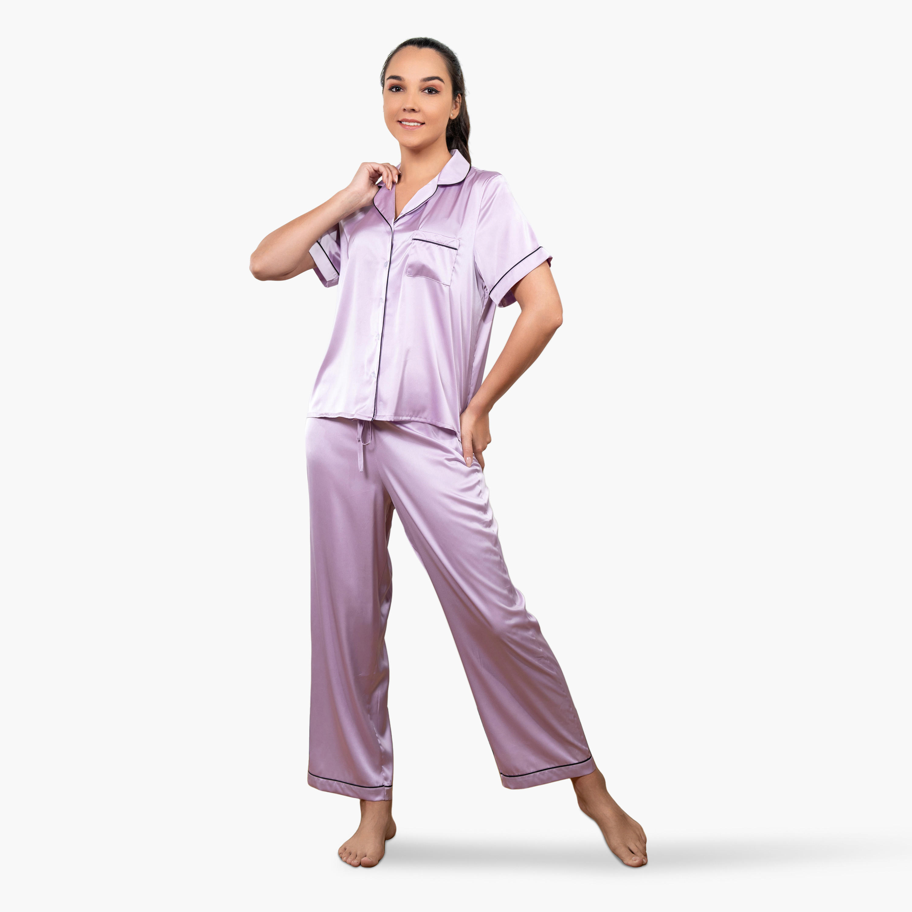 طقم قميص بياقة وبنطلون بيجاما من آدارايا-women-clothing-nightwear-pyjamas-longsets-image-4