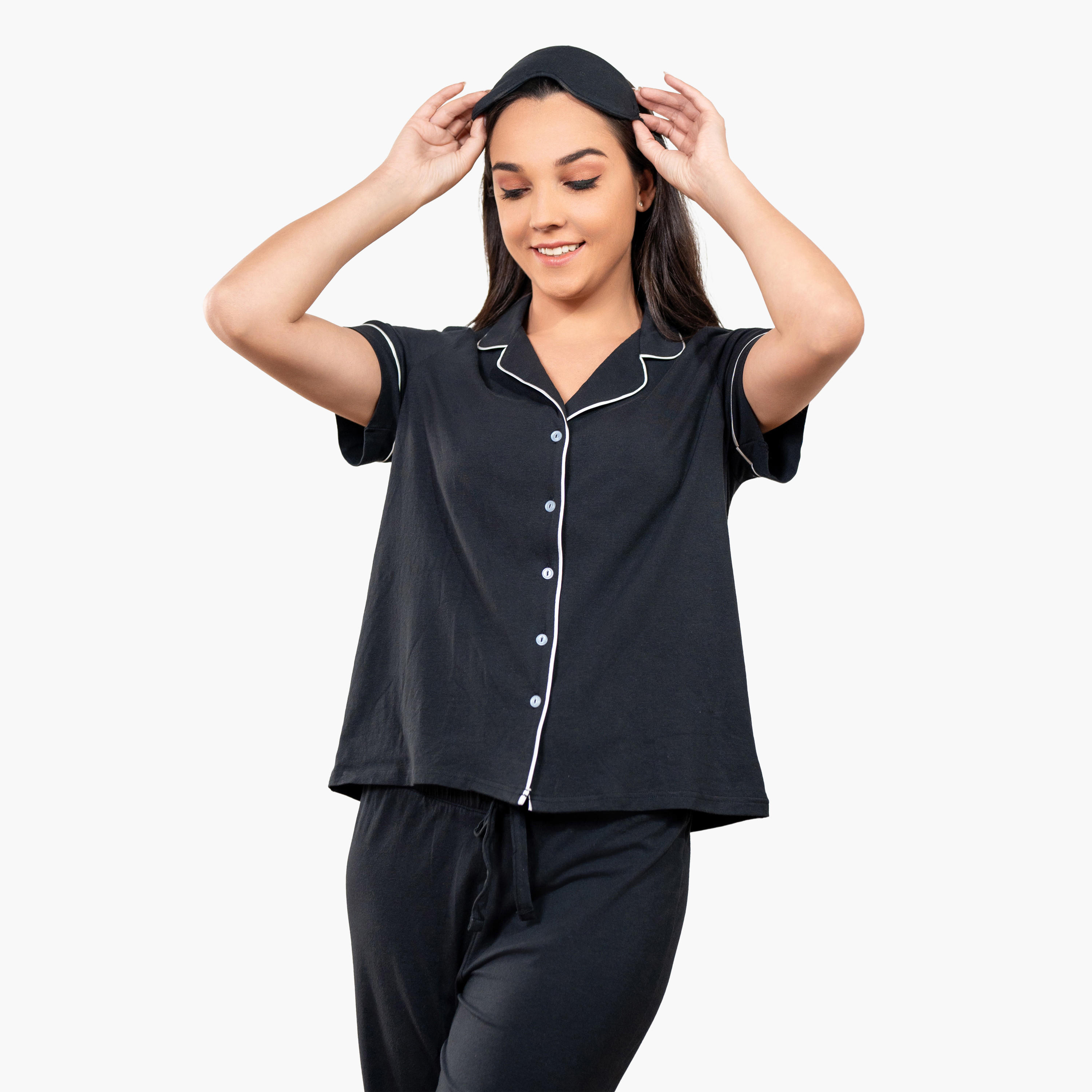 مجموعة قميص بياقة وبنطلون بيجاما وقناع عين من آدارايا-women-clothing-nightwear-pyjamas-longsets-image-2