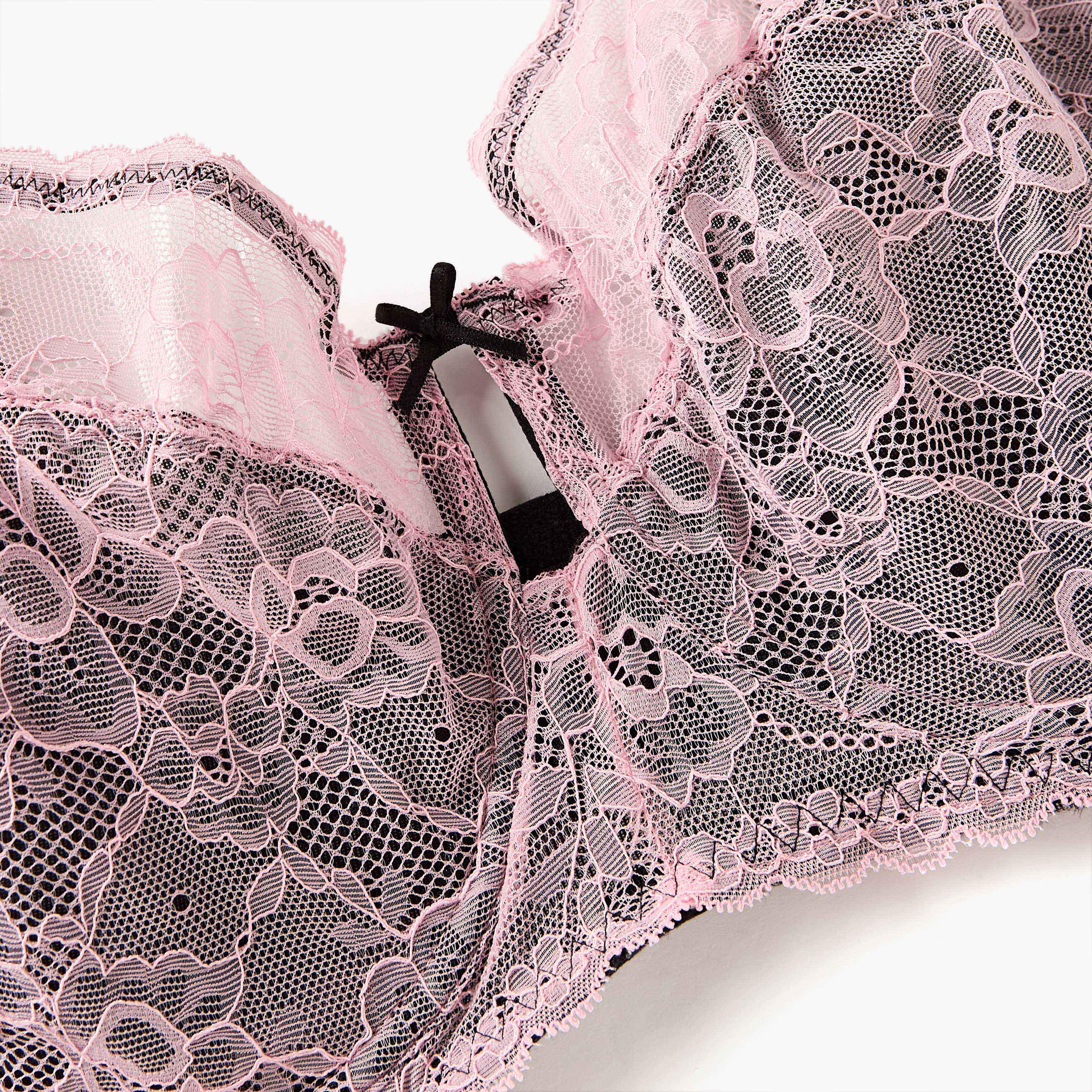 صدريّة بالكونيت مزينة بالدانتيل ومشبك إغلاق من أدارايا-women-clothing-lingerie-bras-image-2