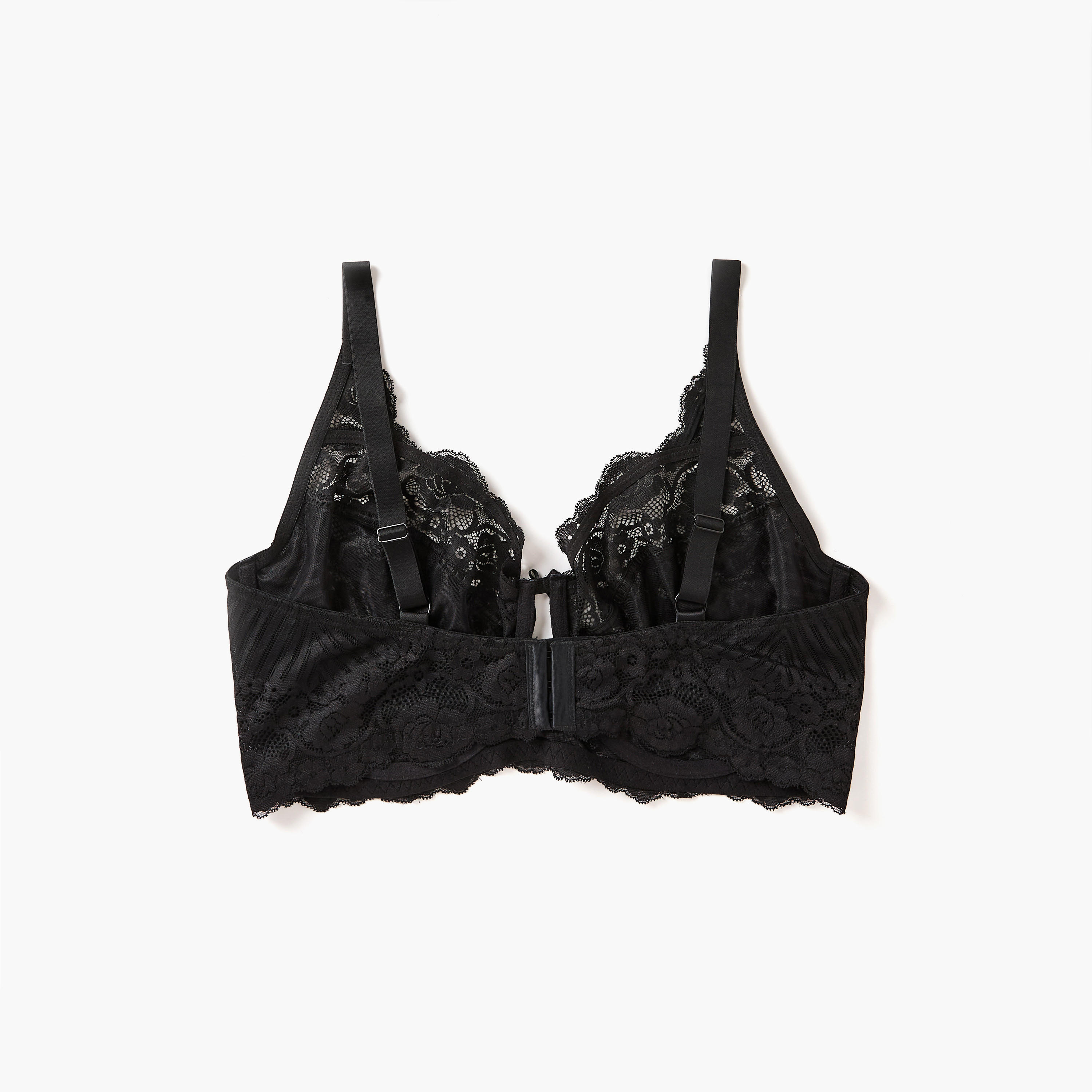 Aadaraya Lace Textured Balconette Bra with Hook and Eye Closure-women-clothing-lingerie-bras-image-6