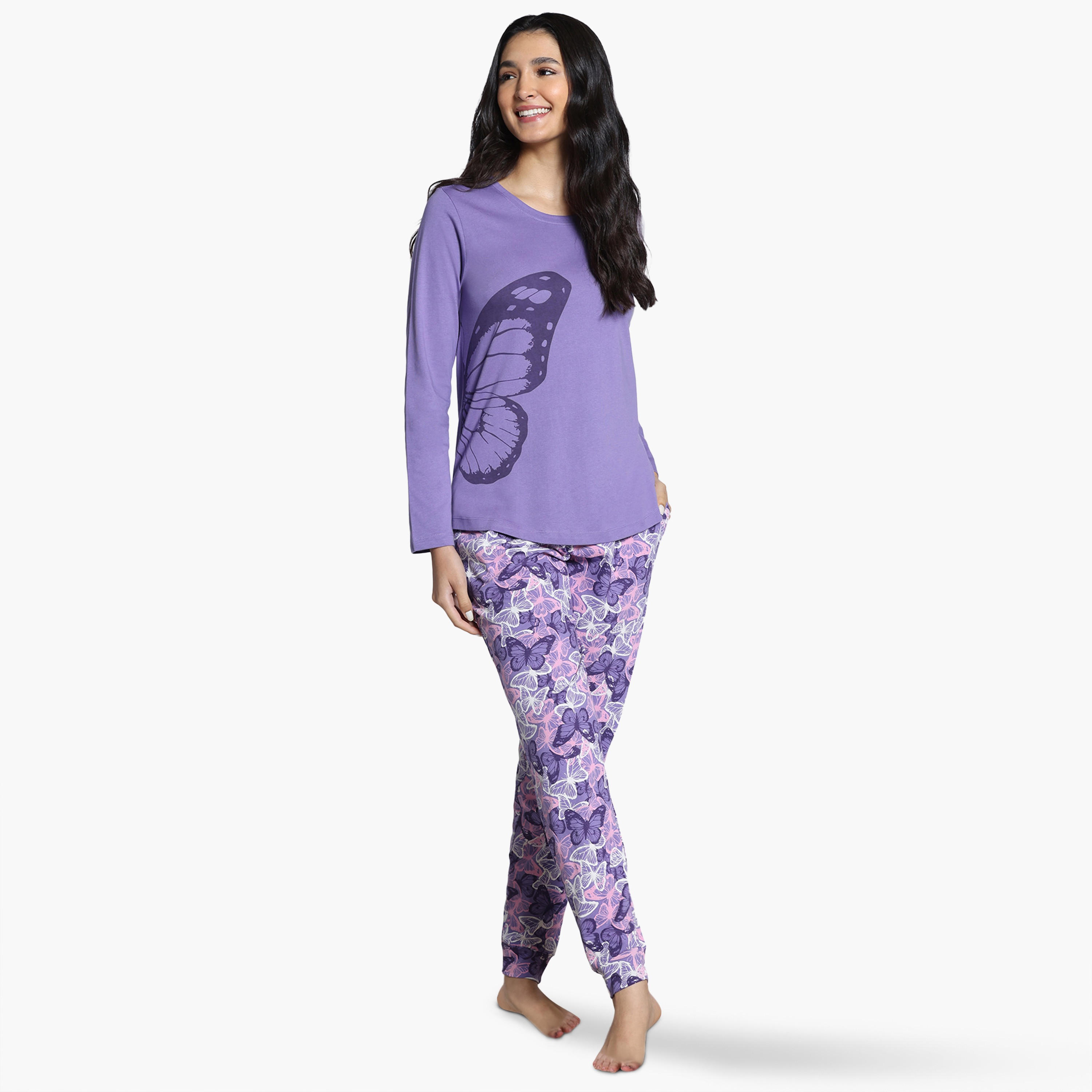 مجموعة بيجاما بطبعات من زيفامي-women-clothing-nightwear-pyjamas-longsets-image-1