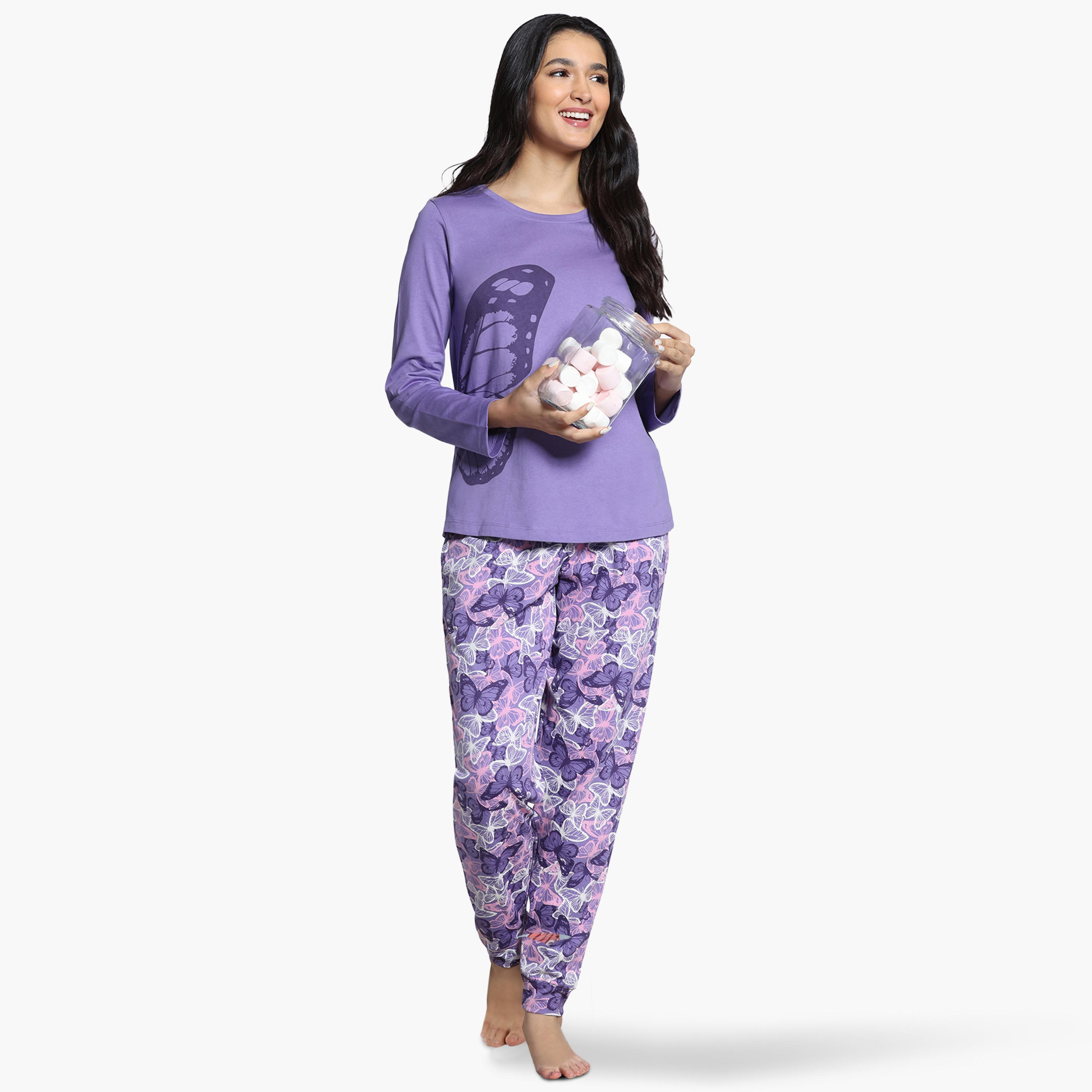 مجموعة بيجاما بطبعات من زيفامي-women-clothing-nightwear-pyjamas-longsets-image-4