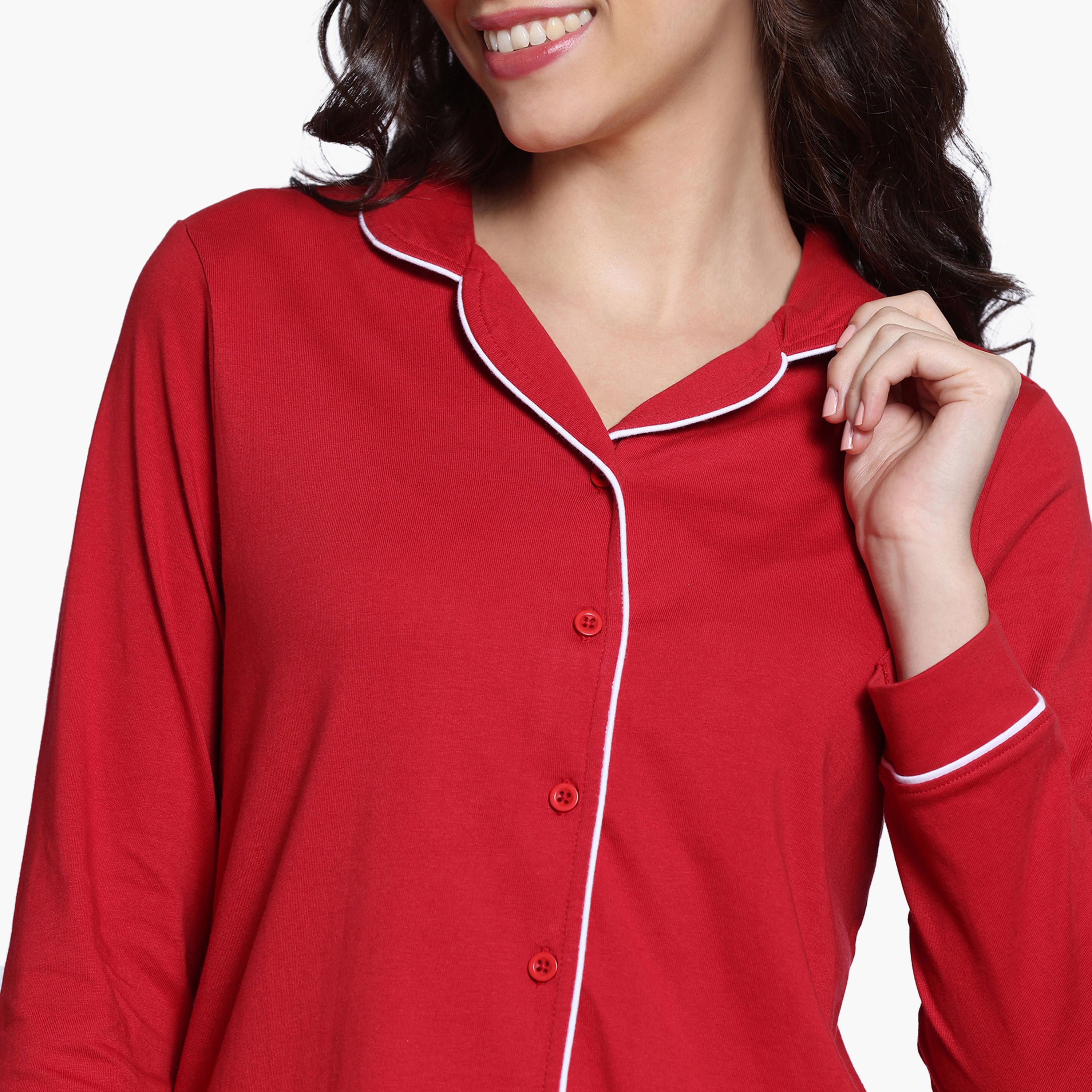 طقم بيجاما بتفاصيل خيوط بارزة من زيفامي-women-clothing-nightwear-pyjamas-longsets-image-5