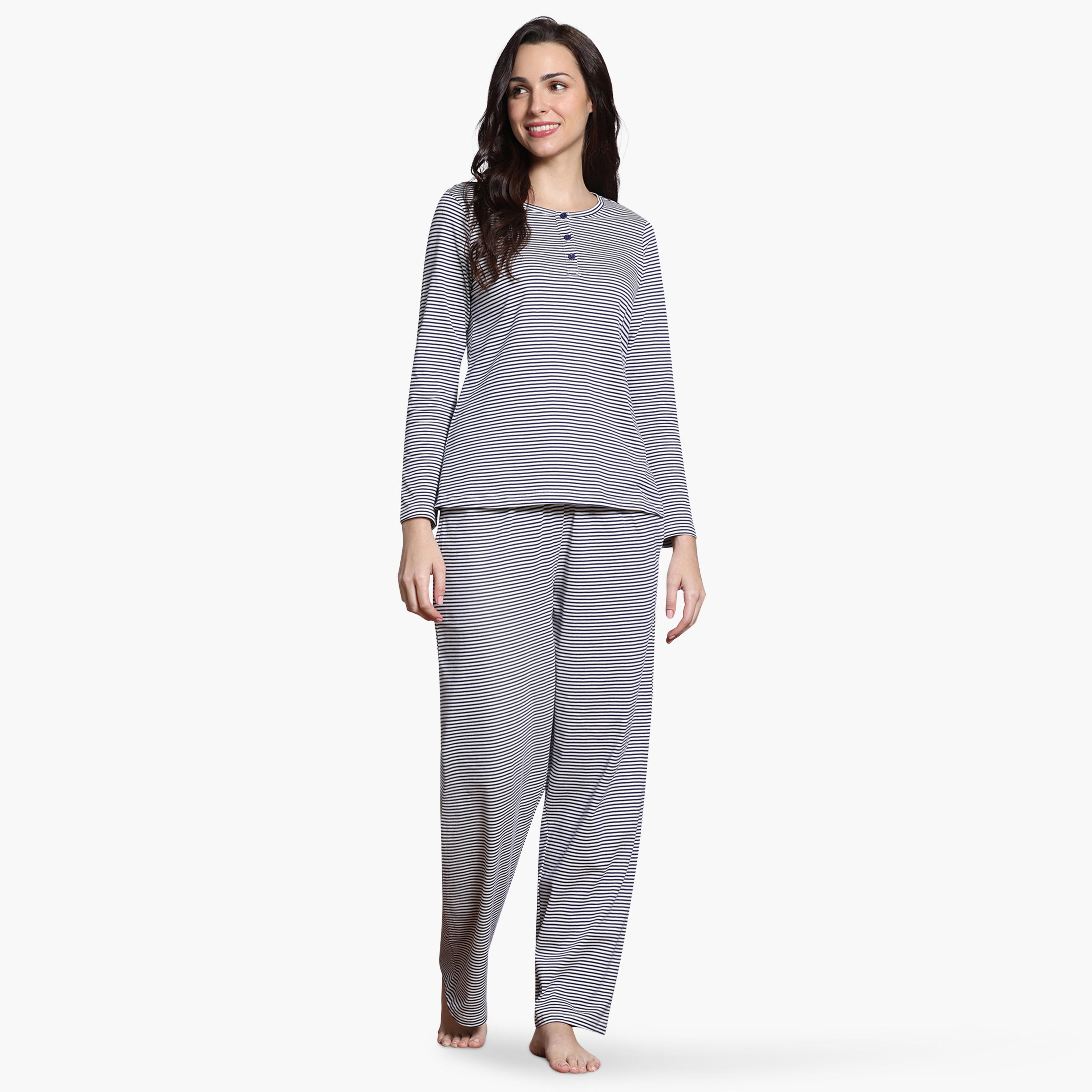 مجموعة بيجاما مقلمة من زيفامي-women-clothing-nightwear-pyjamas-longsets-image-1