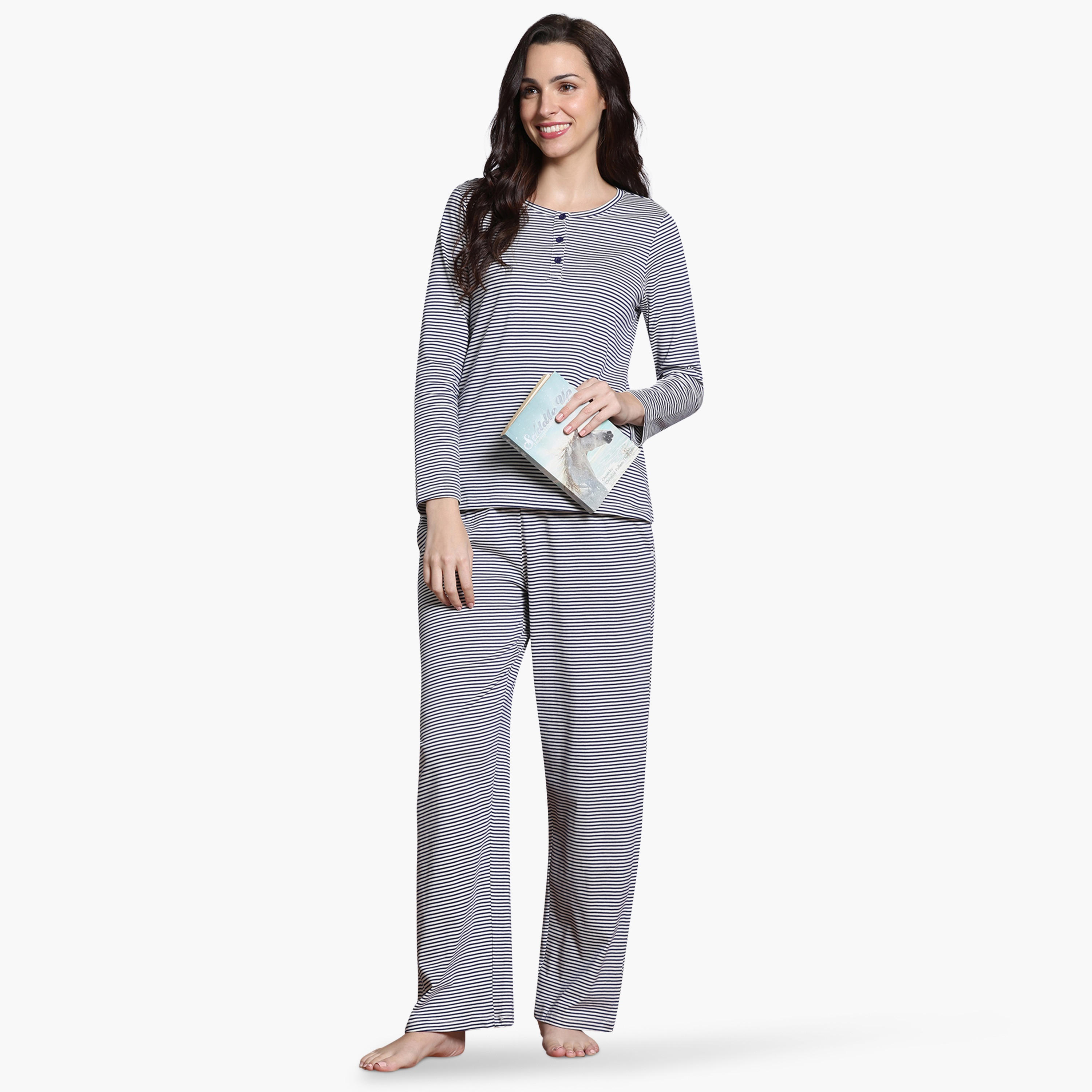 مجموعة بيجاما مقلمة من زيفامي-women-clothing-nightwear-pyjamas-longsets-image-4