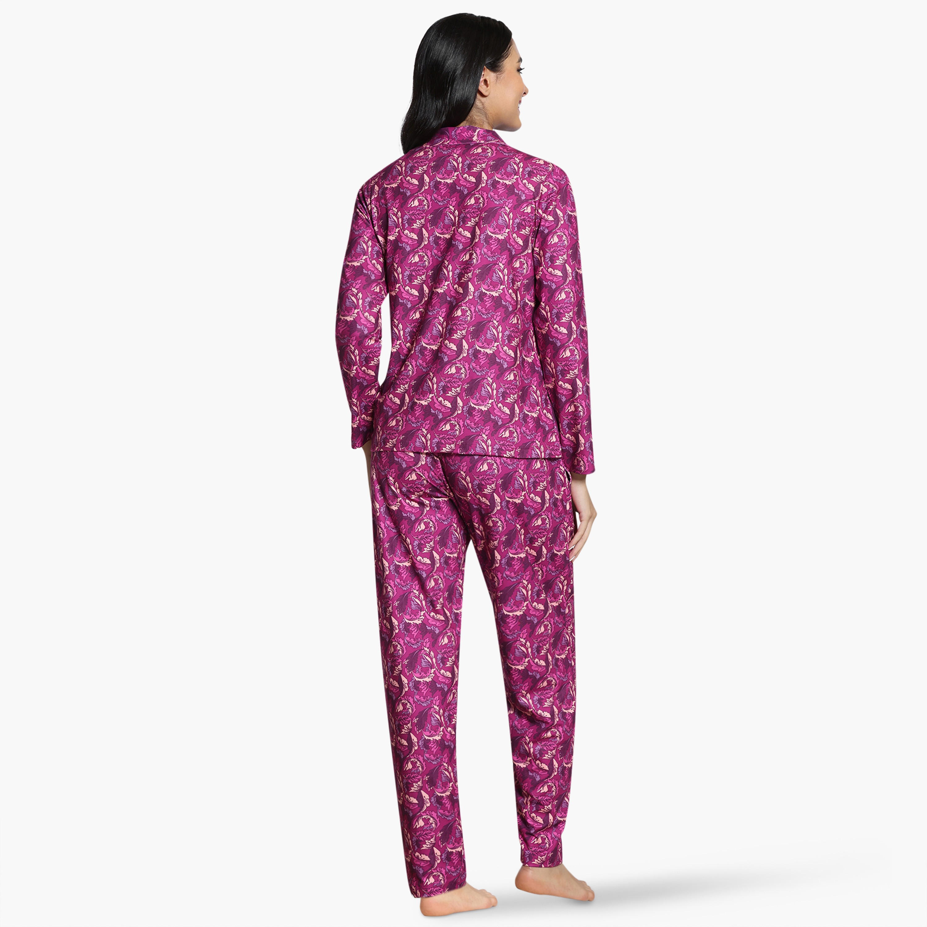Zivame Leaf Print Pyjama Set-women-clothing-nightwear-pyjamas-longsets-image-3
