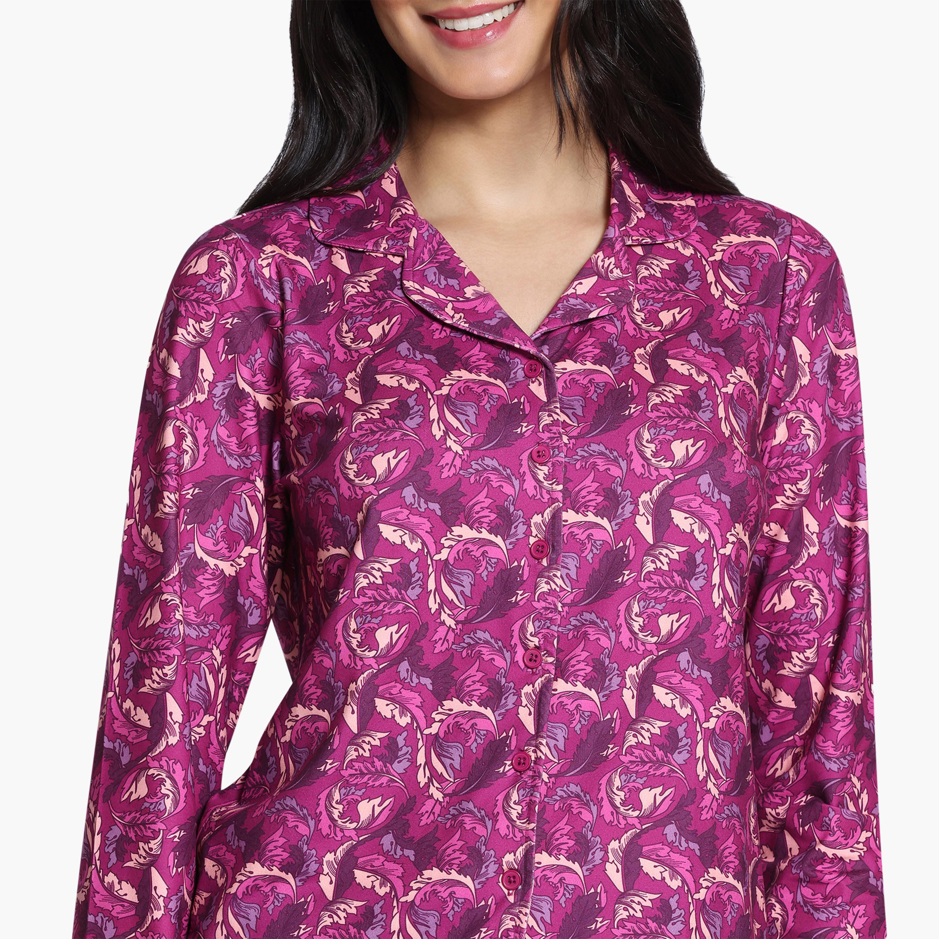 Zivame Leaf Print Pyjama Set-women-clothing-nightwear-pyjamas-longsets-image-5