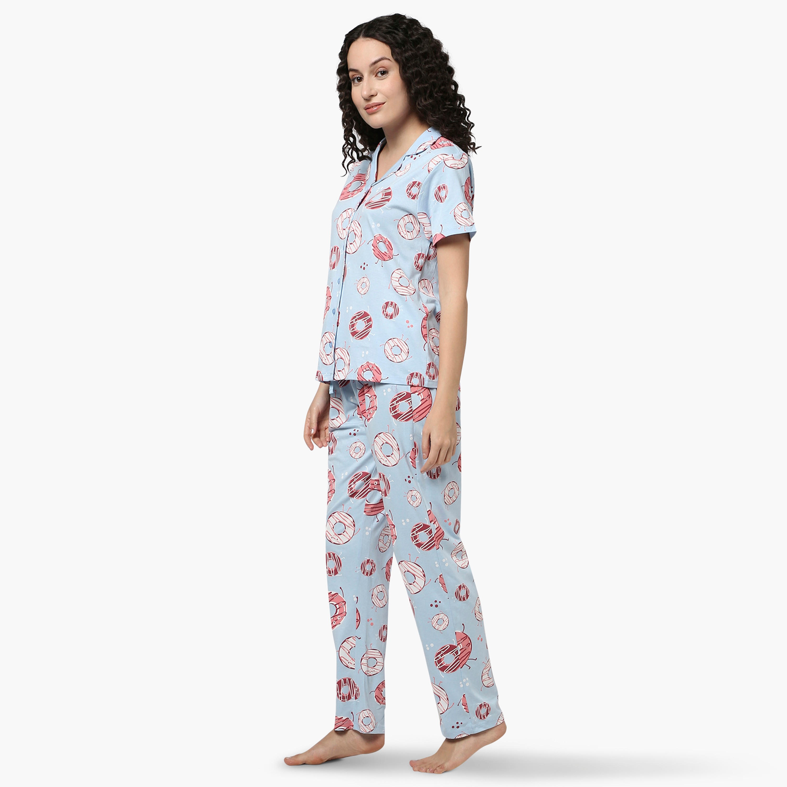 طقم بيجاما بطبعات من زيفامي-women-clothing-nightwear-pyjamas-longsets-image-2