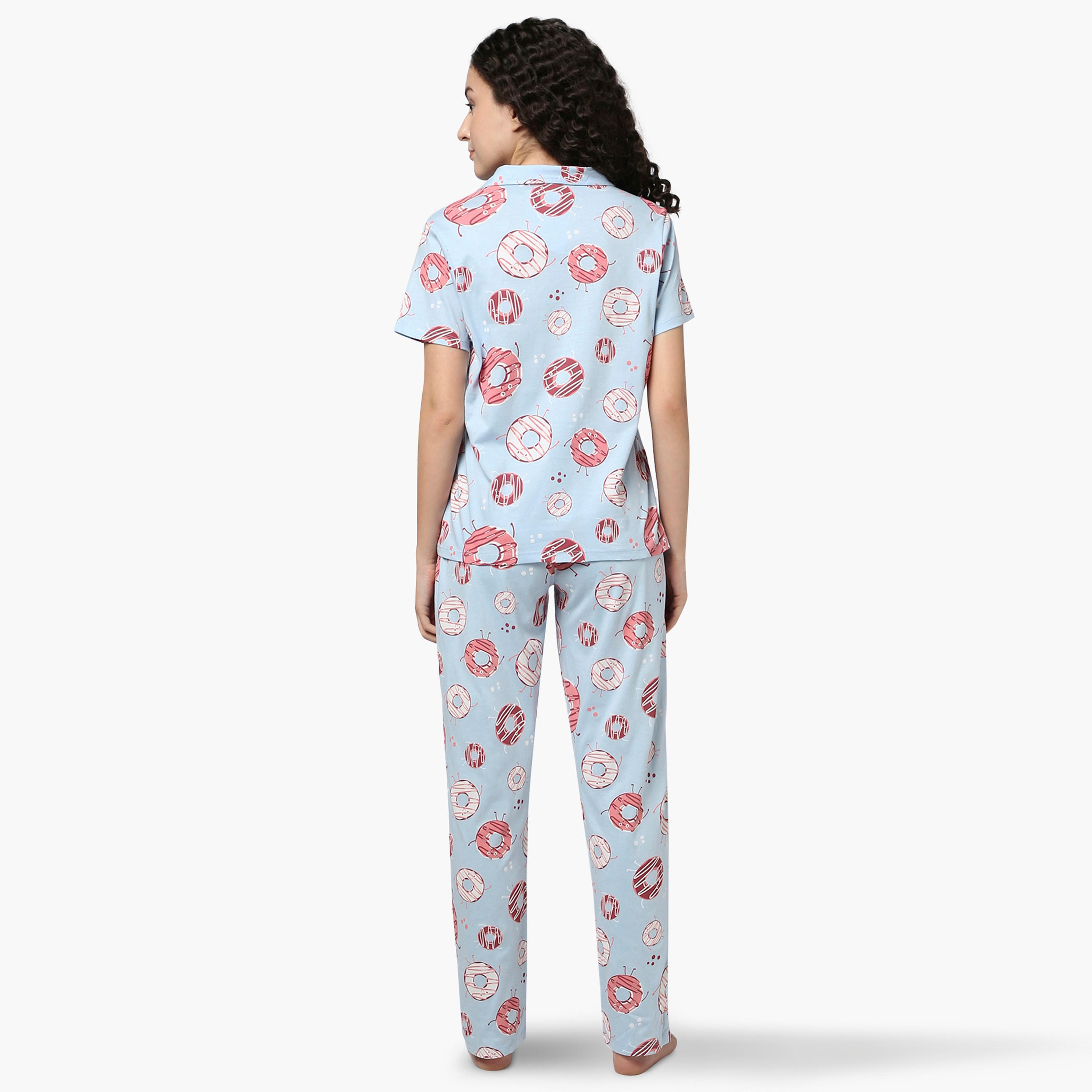 طقم بيجاما بطبعات من زيفامي-women-clothing-nightwear-pyjamas-longsets-image-3
