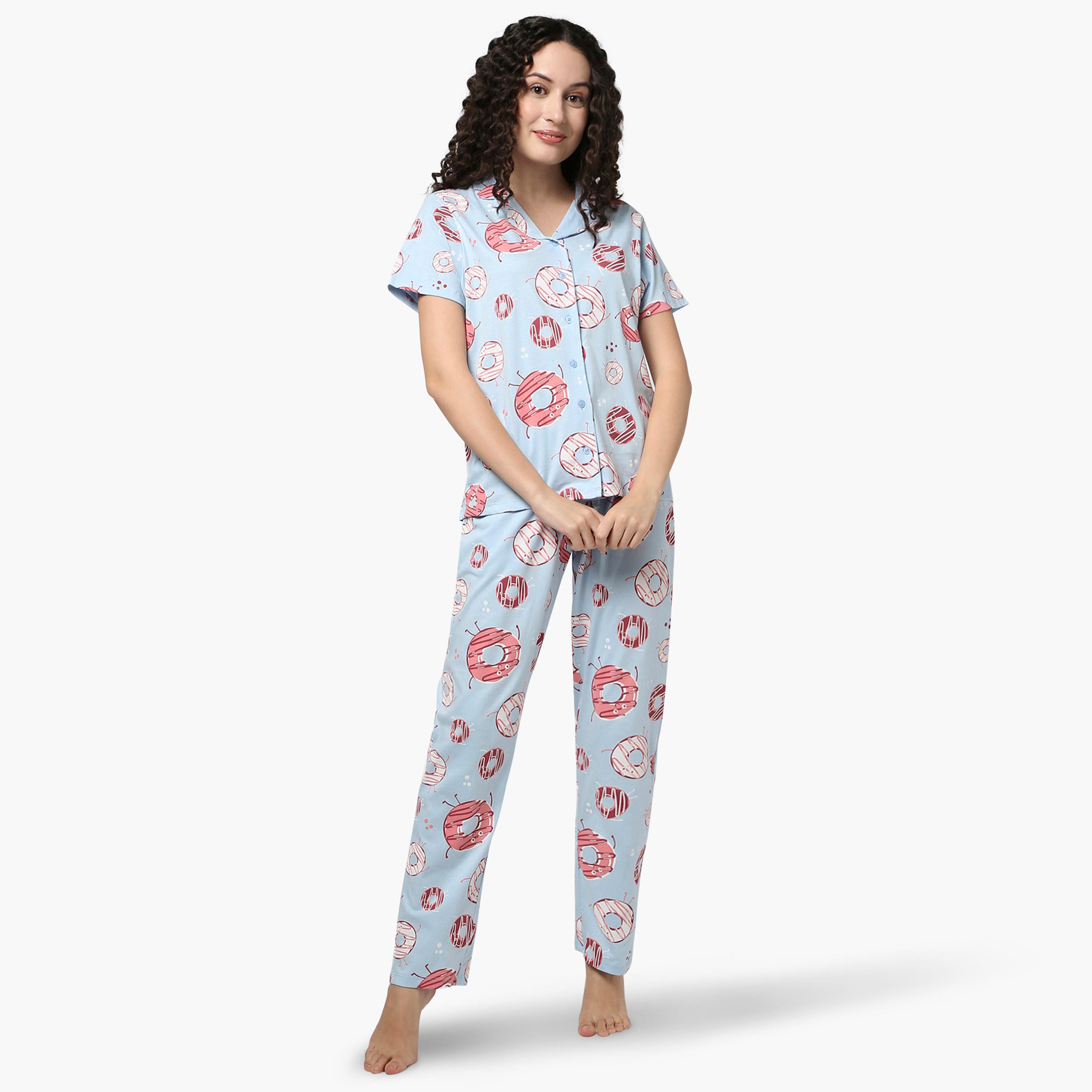 طقم بيجاما بطبعات من زيفامي-women-clothing-nightwear-pyjamas-longsets-image-4