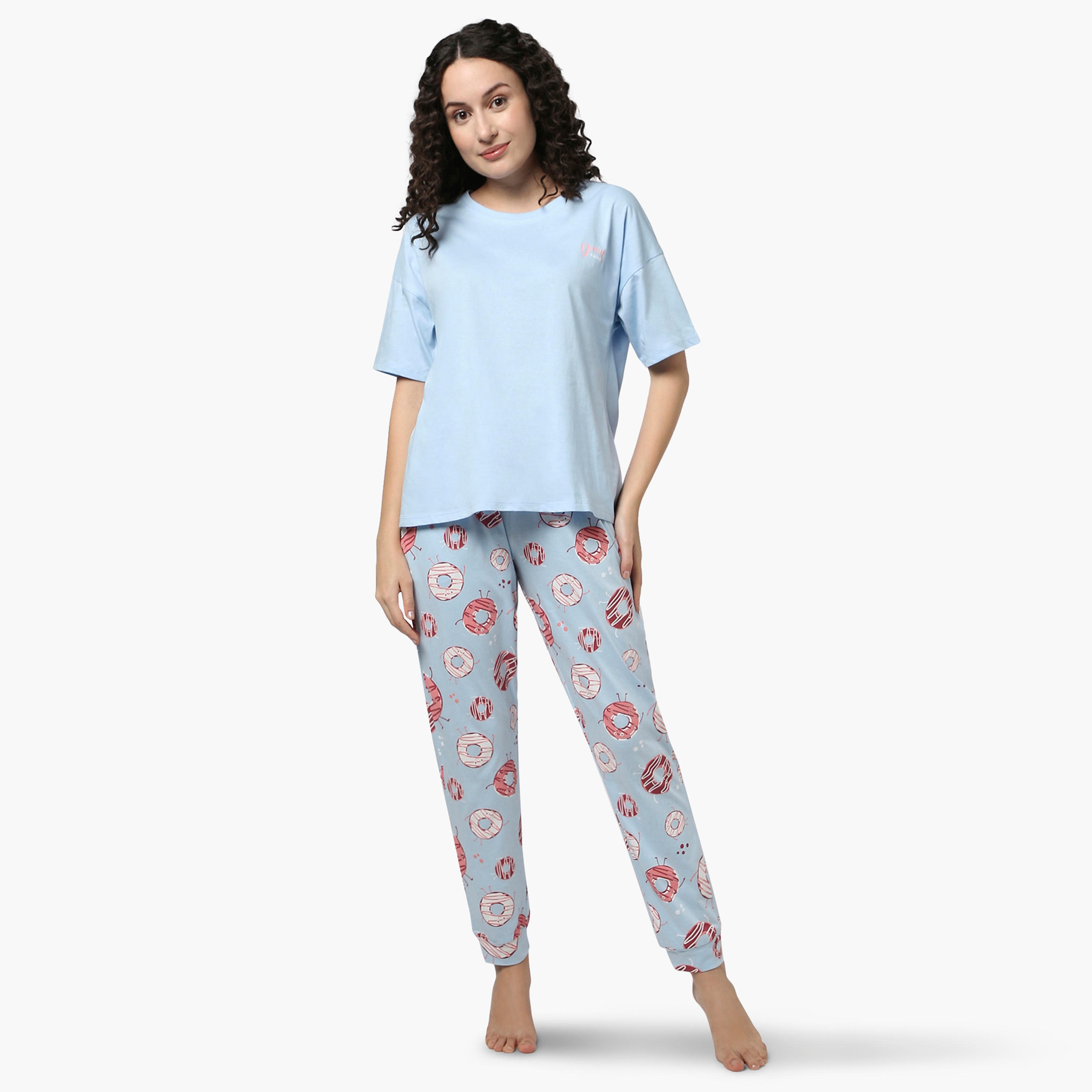 Zivame Doughnut Print Pyjama Set-women-clothing-nightwear-pyjamas-longsets-image-1