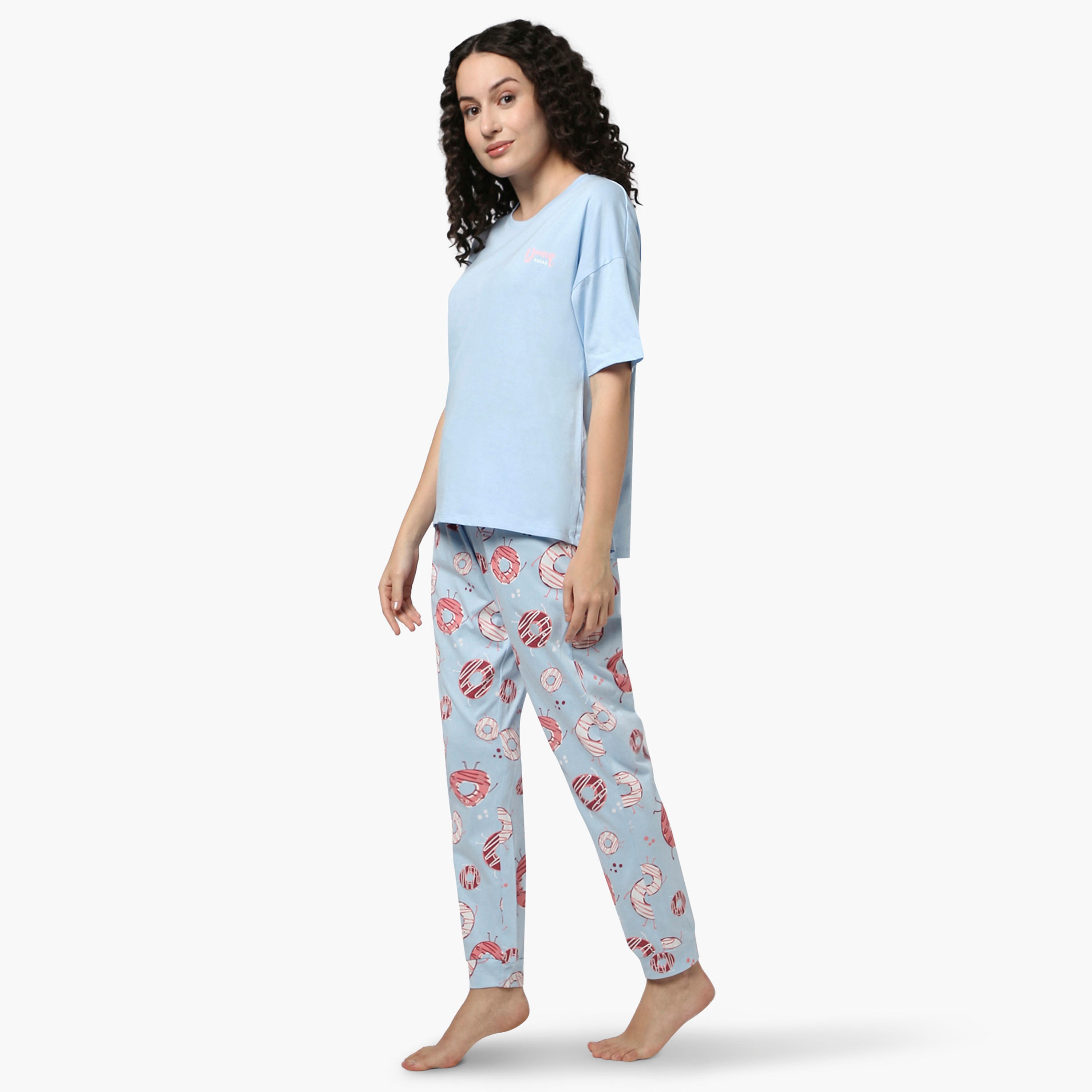 Zivame Doughnut Print Pyjama Set-women-clothing-nightwear-pyjamas-longsets-image-2