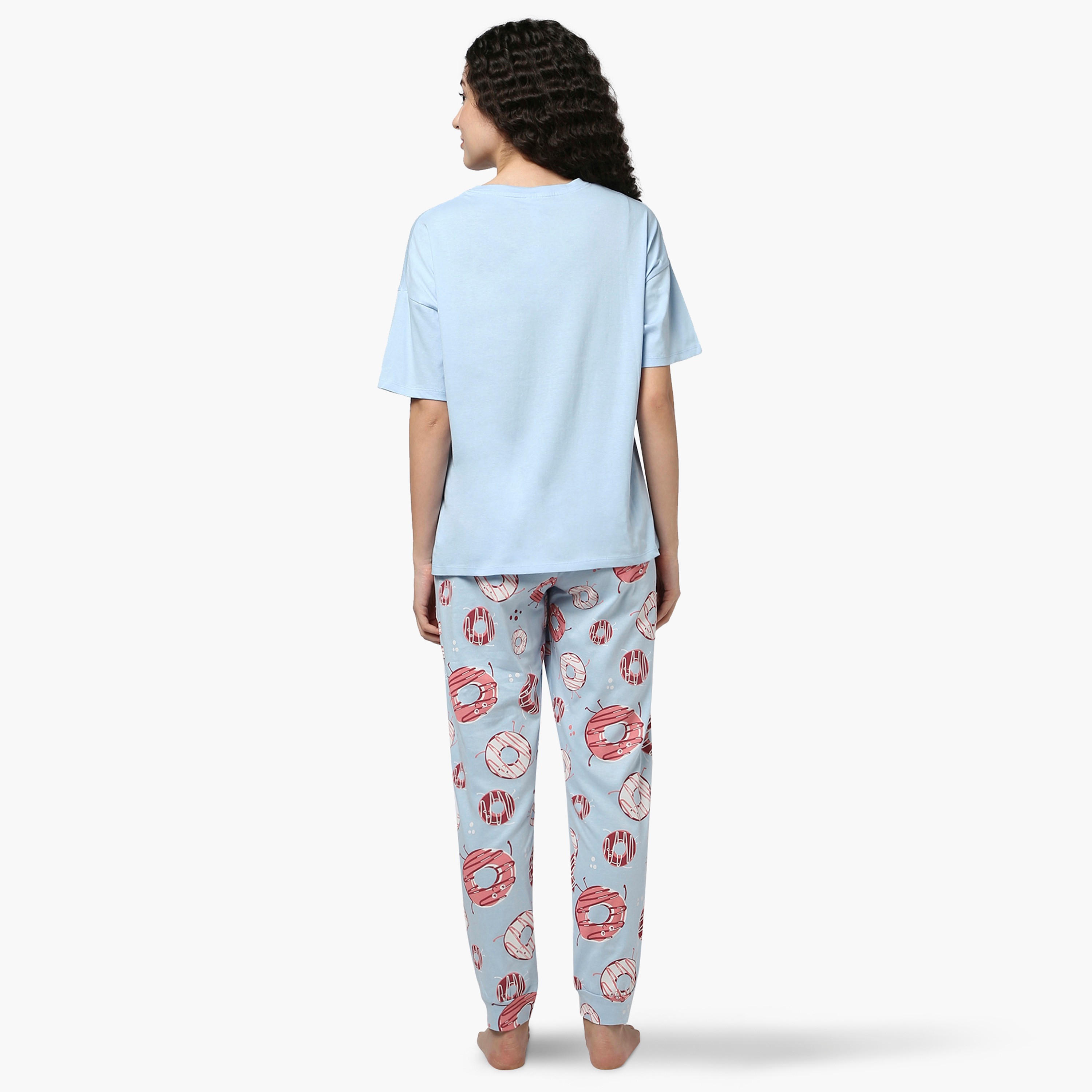 Zivame Doughnut Print Pyjama Set-women-clothing-nightwear-pyjamas-longsets-image-3