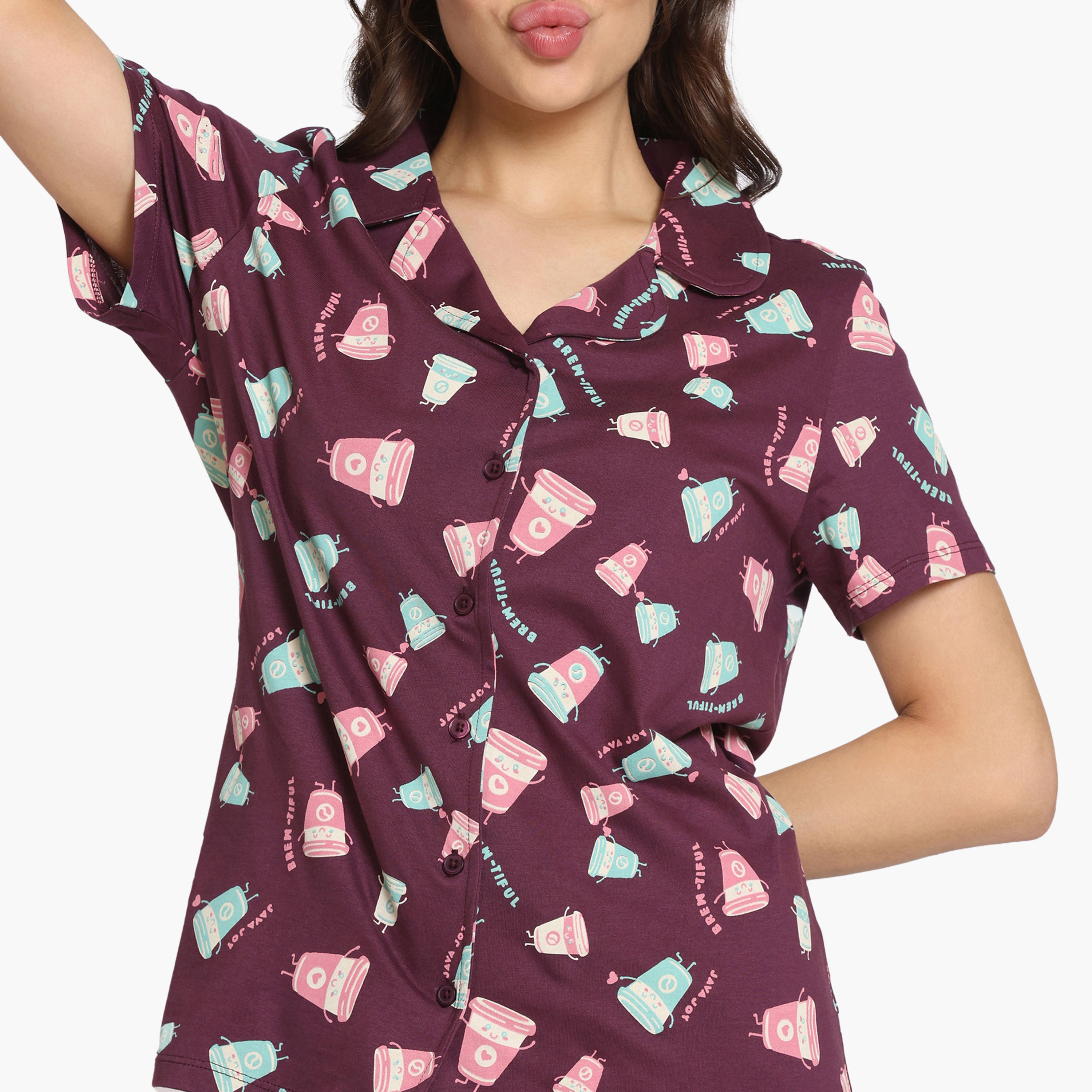 طقم بيجاما بطبعات من زيفامي-women-clothing-nightwear-pyjamas-longsets-image-5