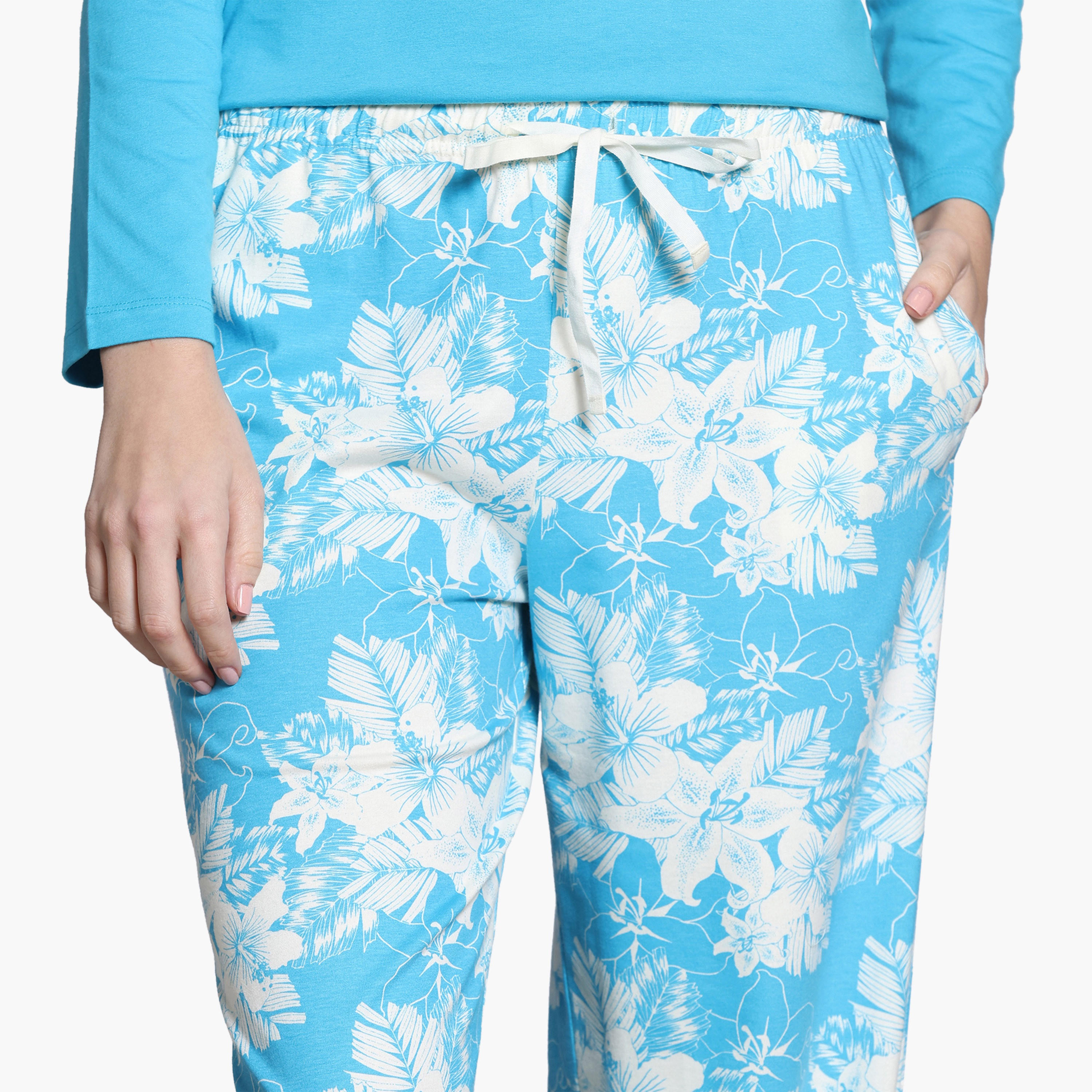 طقم بيجاما بطبعات زهور من زيفامي-women-clothing-nightwear-pyjamas-longsets-image-6