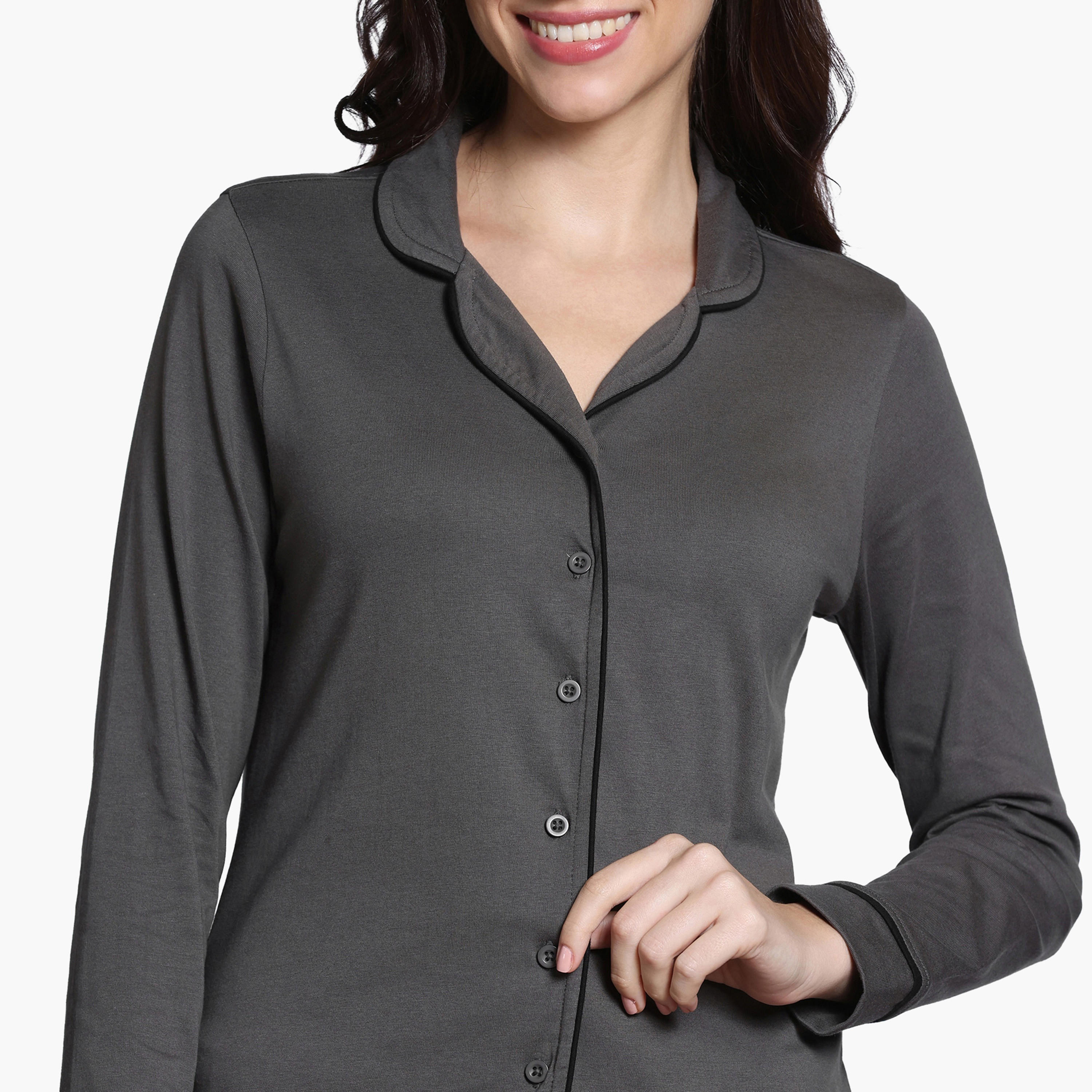 طقم بيجاما بتفاصيل خيوط بارزة من زيفامي-women-clothing-nightwear-pyjamas-longsets-image-11