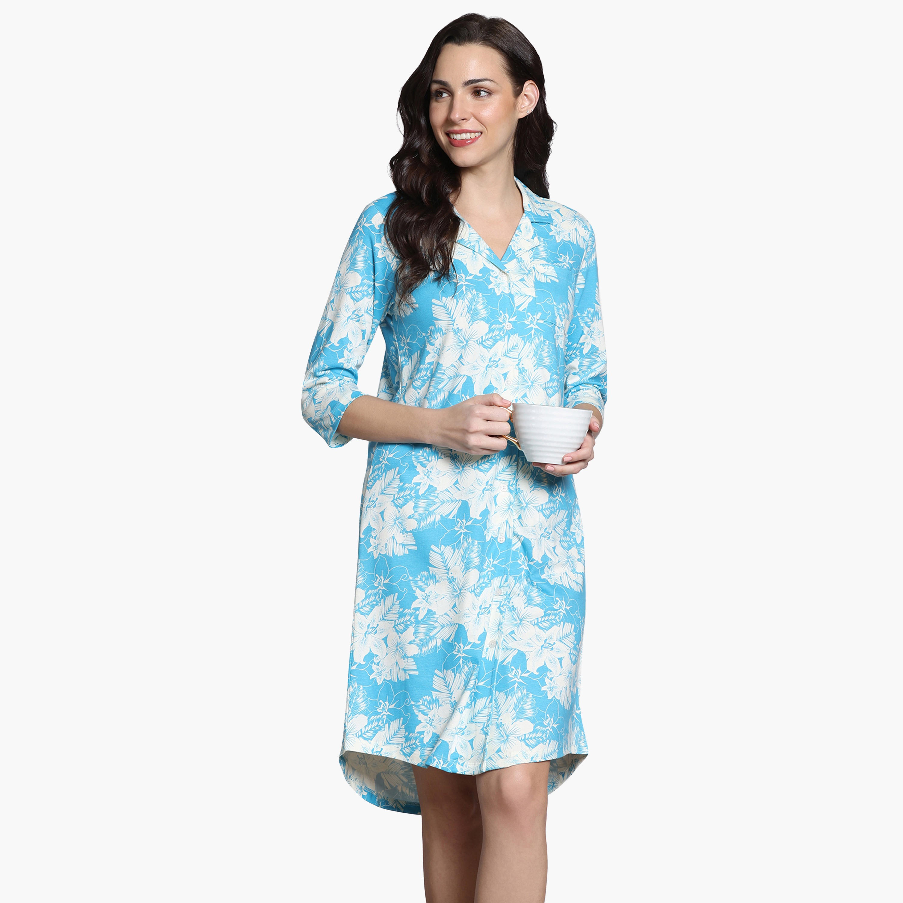 فستان نوم بطبعات أزهار من زيفامي-women-clothing-nightwear-nighties-image-4