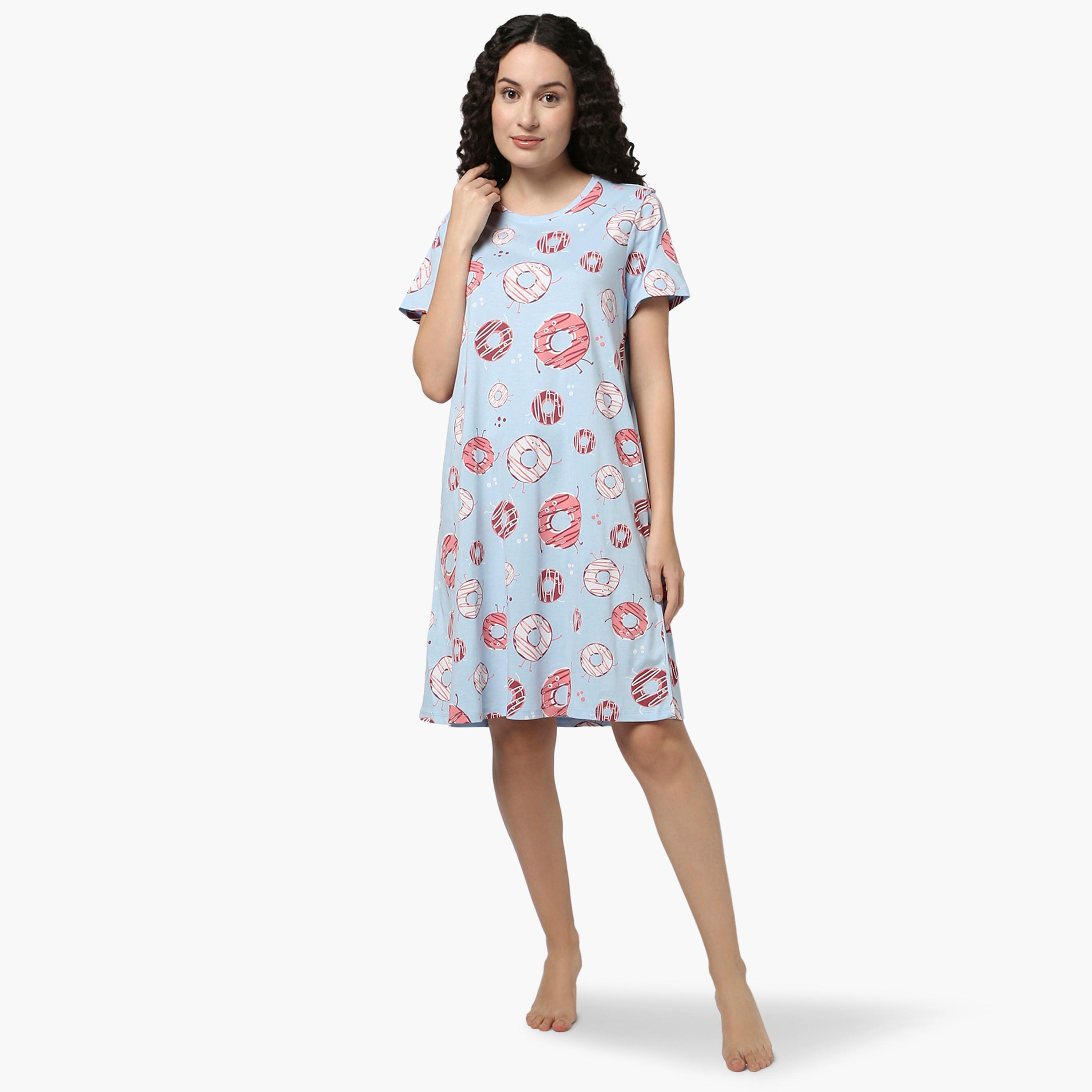 فستان نوم بطبعات دونتس من زيفامي-women-clothing-nightwear-nighties-image-1