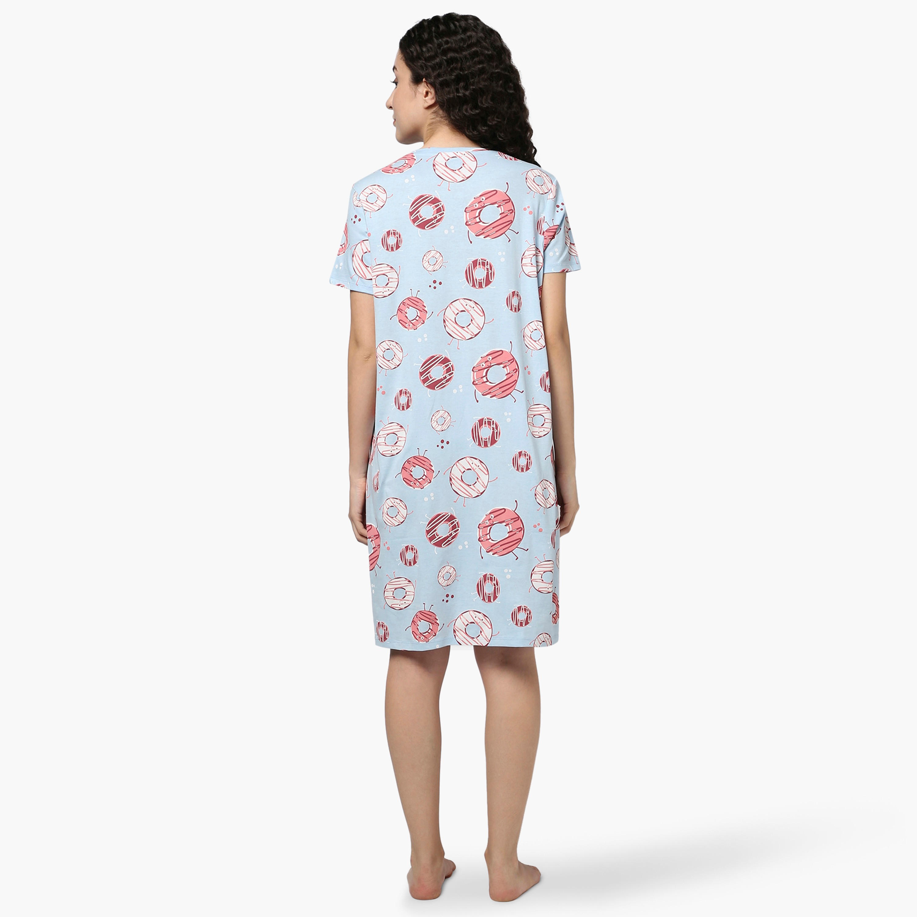 فستان نوم بطبعات دونتس من زيفامي-women-clothing-nightwear-nighties-image-3