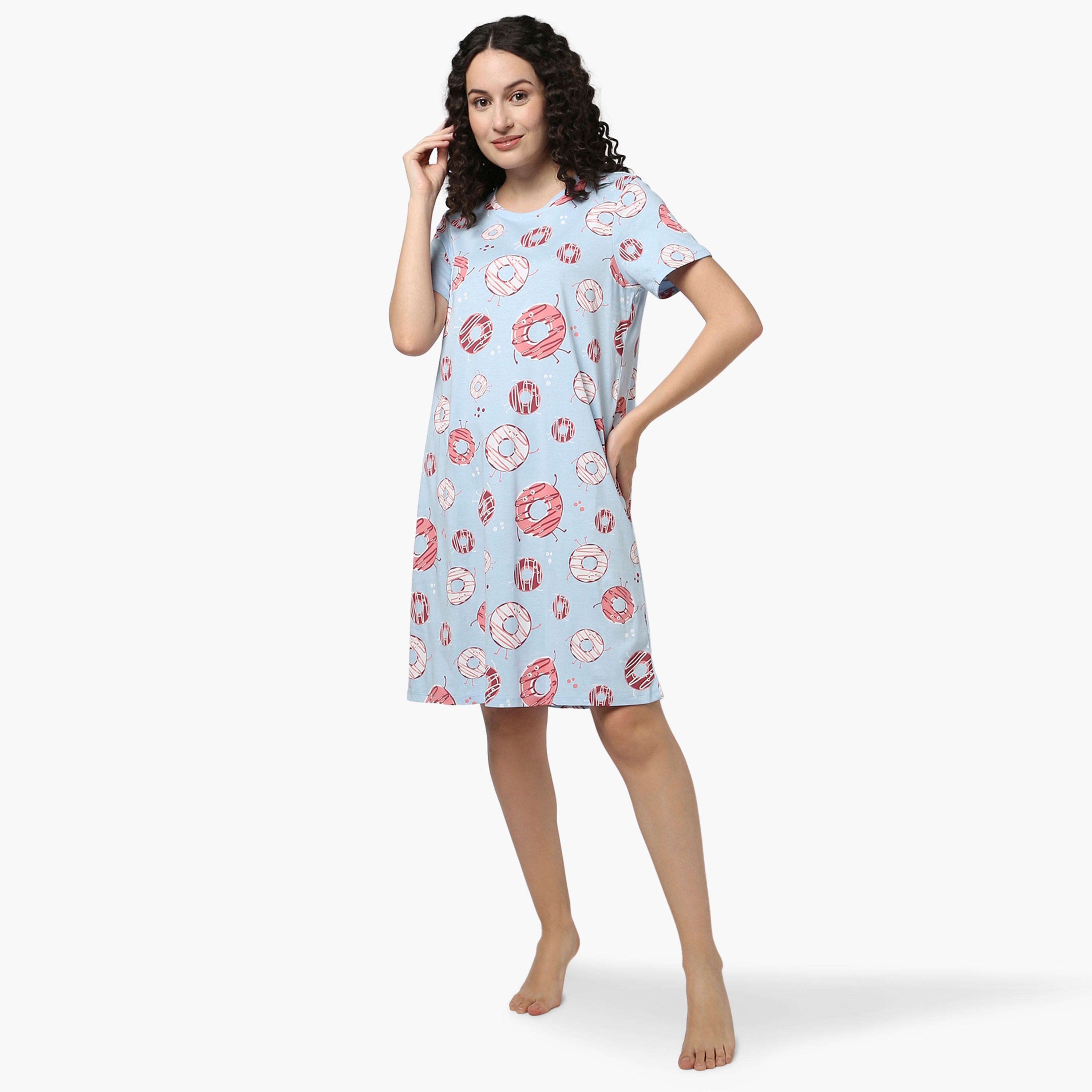 فستان نوم بطبعات دونتس من زيفامي-women-clothing-nightwear-nighties-image-4
