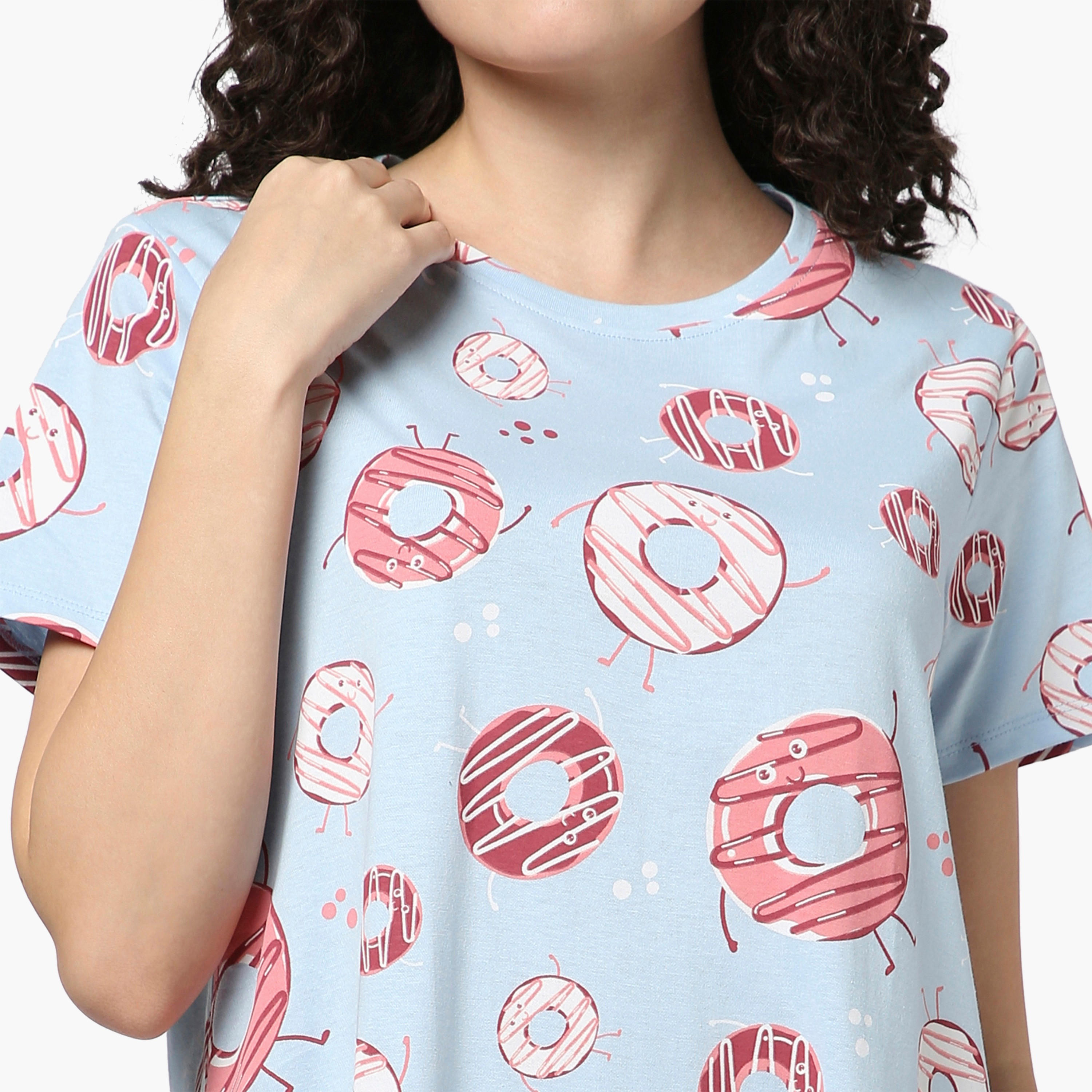 فستان نوم بطبعات دونتس من زيفامي-women-clothing-nightwear-nighties-image-5