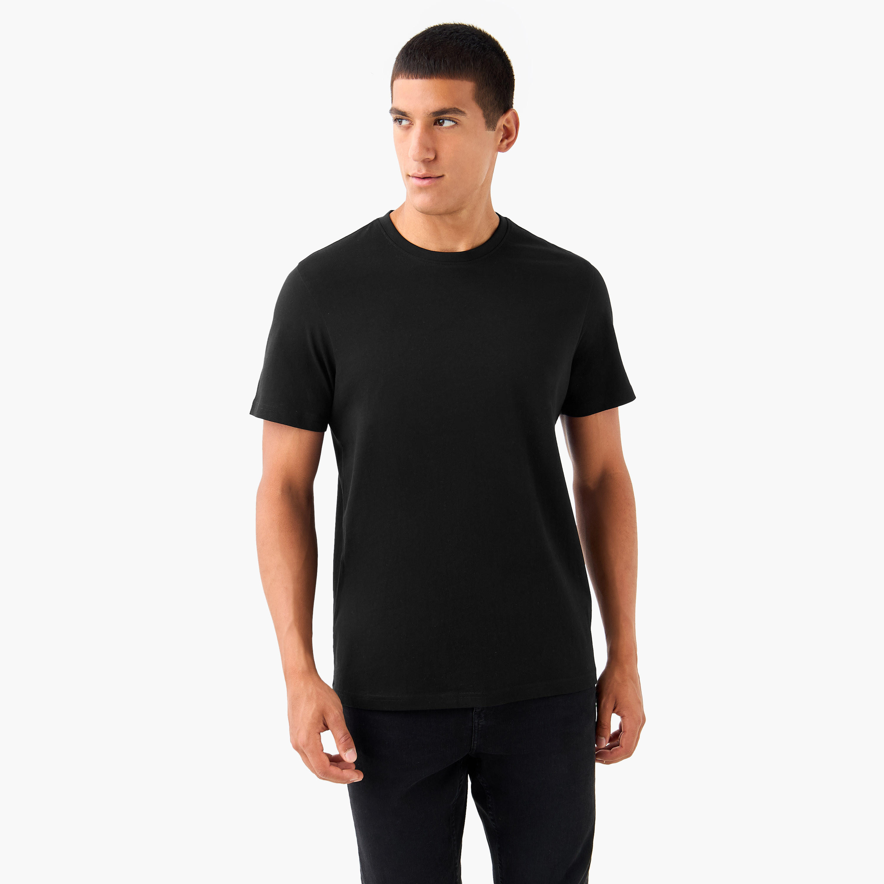 تيشيرتات بياقة ضيقة وأكمام قصيرة - طقم من قطعتين-men-clothing-tshirtsandpolos-tshirts-image-4