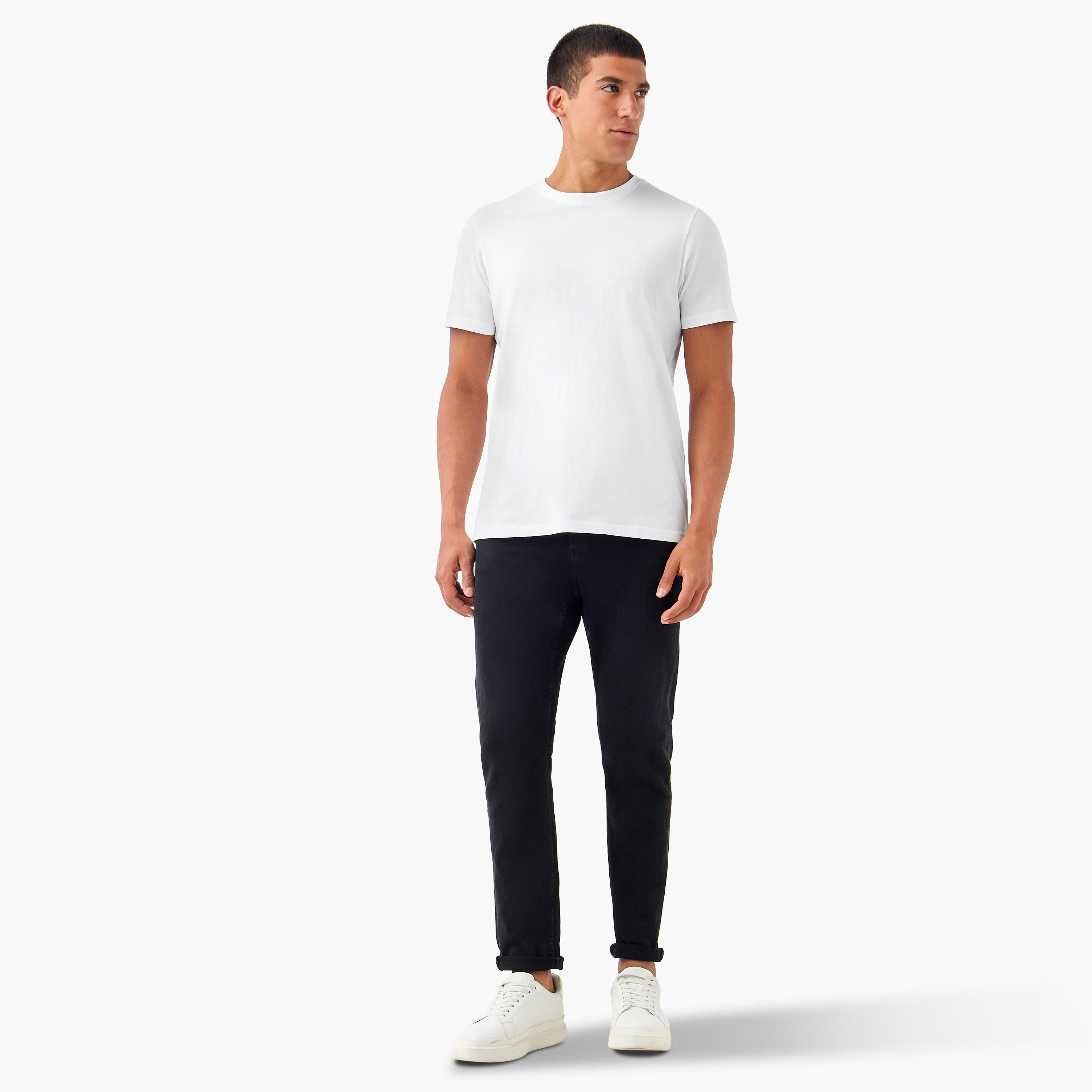 تيشيرتات بياقة ضيقة وأكمام قصيرة - طقم من قطعتين-men-clothing-tshirtsandpolos-tshirts-image-7
