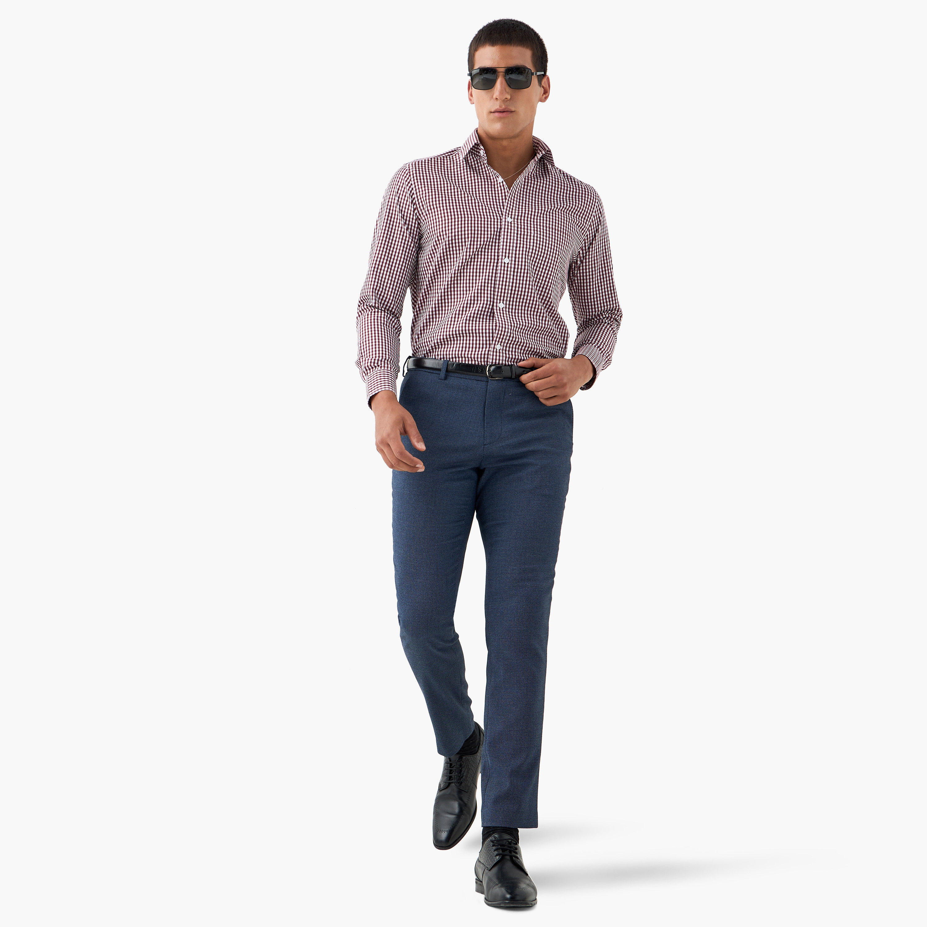 قميص كاروهات بأكمام طويلة وقصة عادية-men-clothing-shirts-image-2