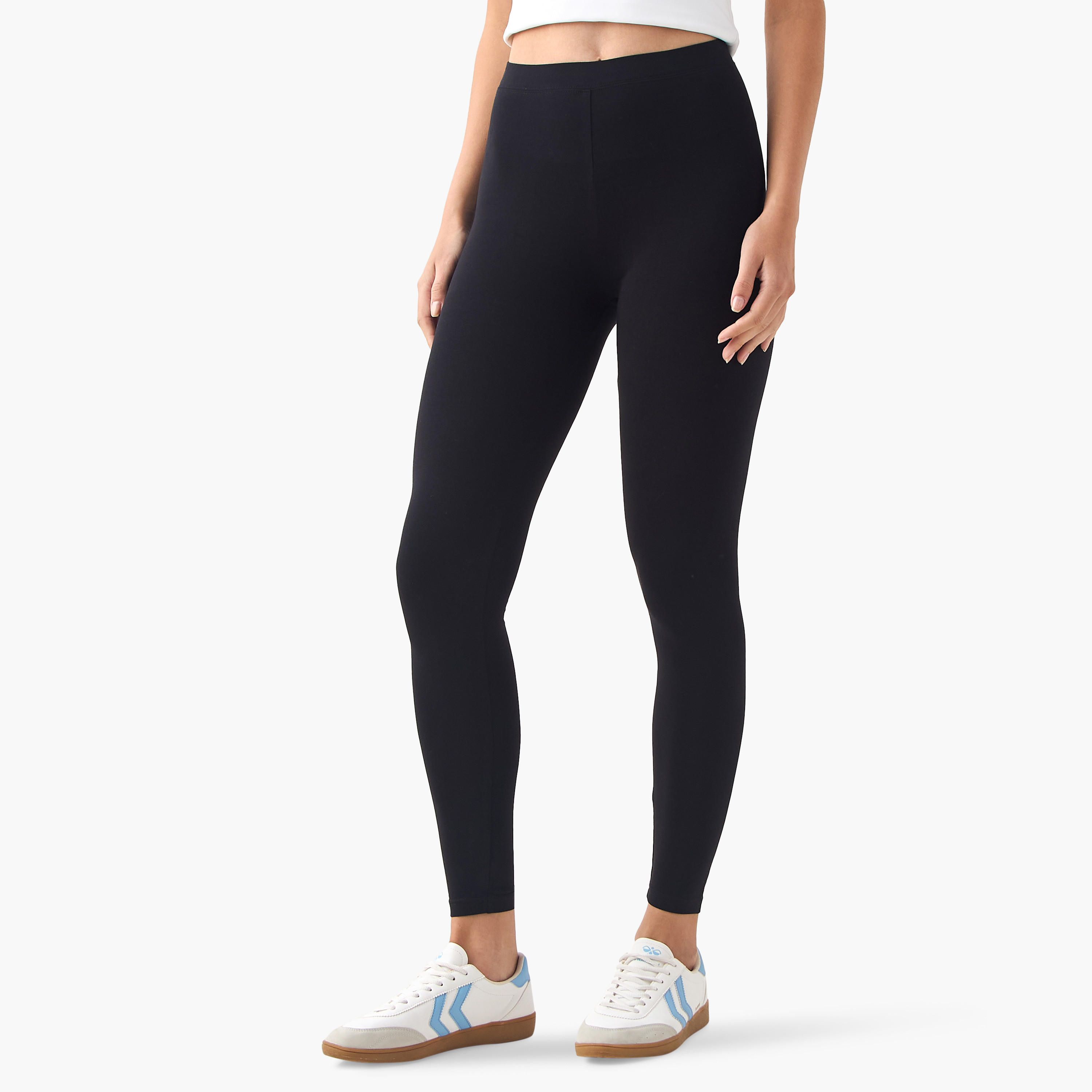 بنطلون ليقنز بقصّة عادية وخصر مطاطي - طقم من قطعتين-women-clothing-bottoms-leggings-image-2
