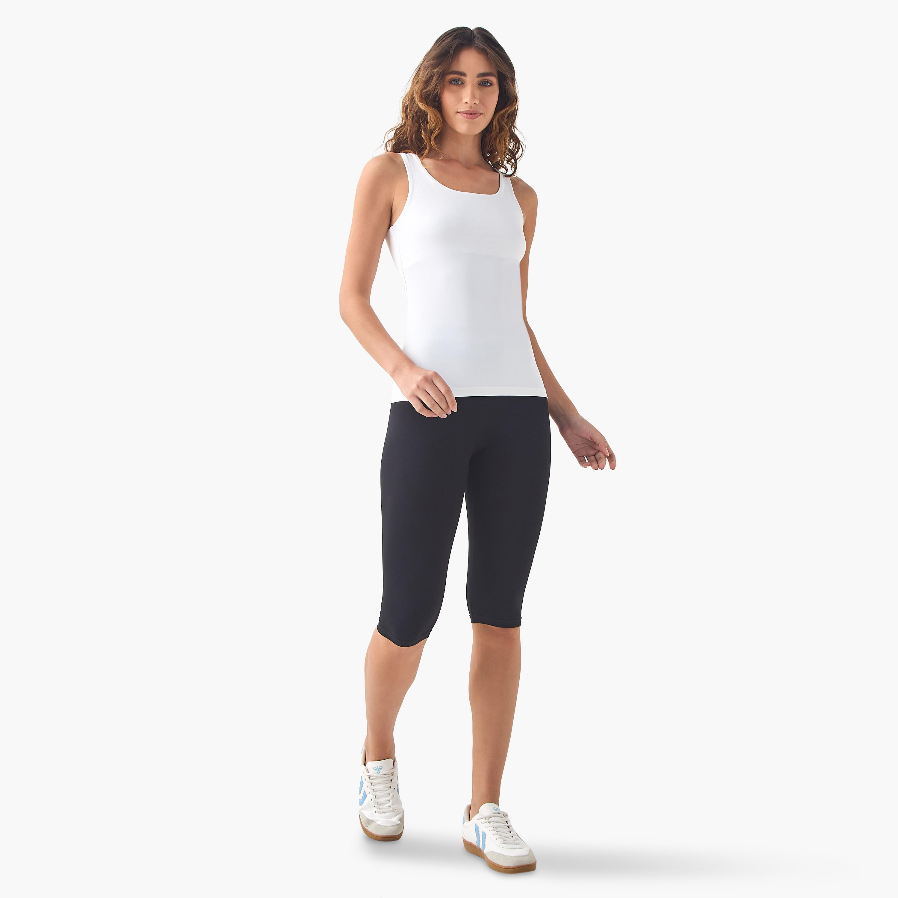 شورت بايكر بقصة عادية وحزام خصر مطاطي - طقم قطعتين-women-clothing-bottoms-leggings-image-7
