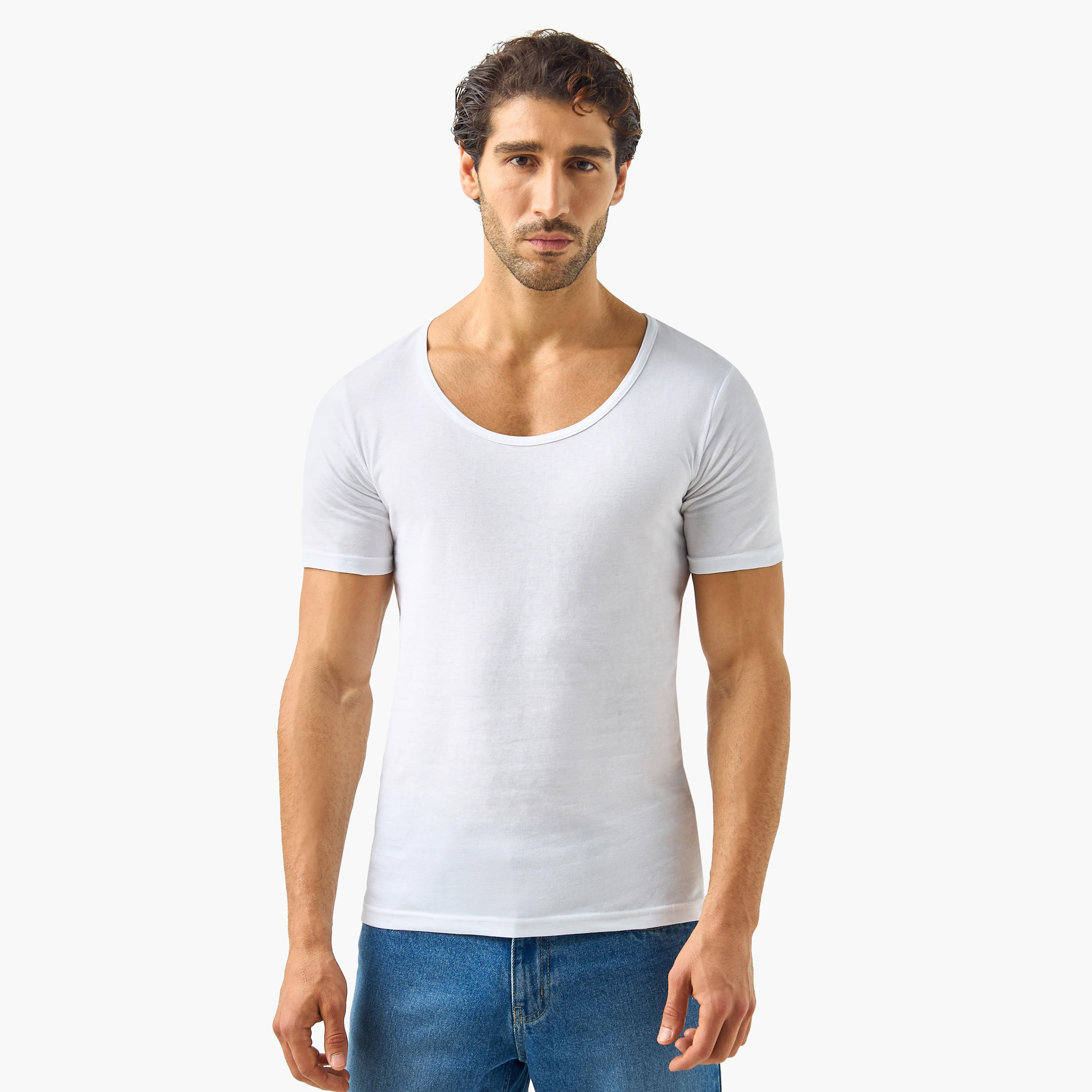 فيستات بياقة مستديرة وأكمام قصيرة - طقم 3 قطع-men-clothing-innerwear-vests-image-2