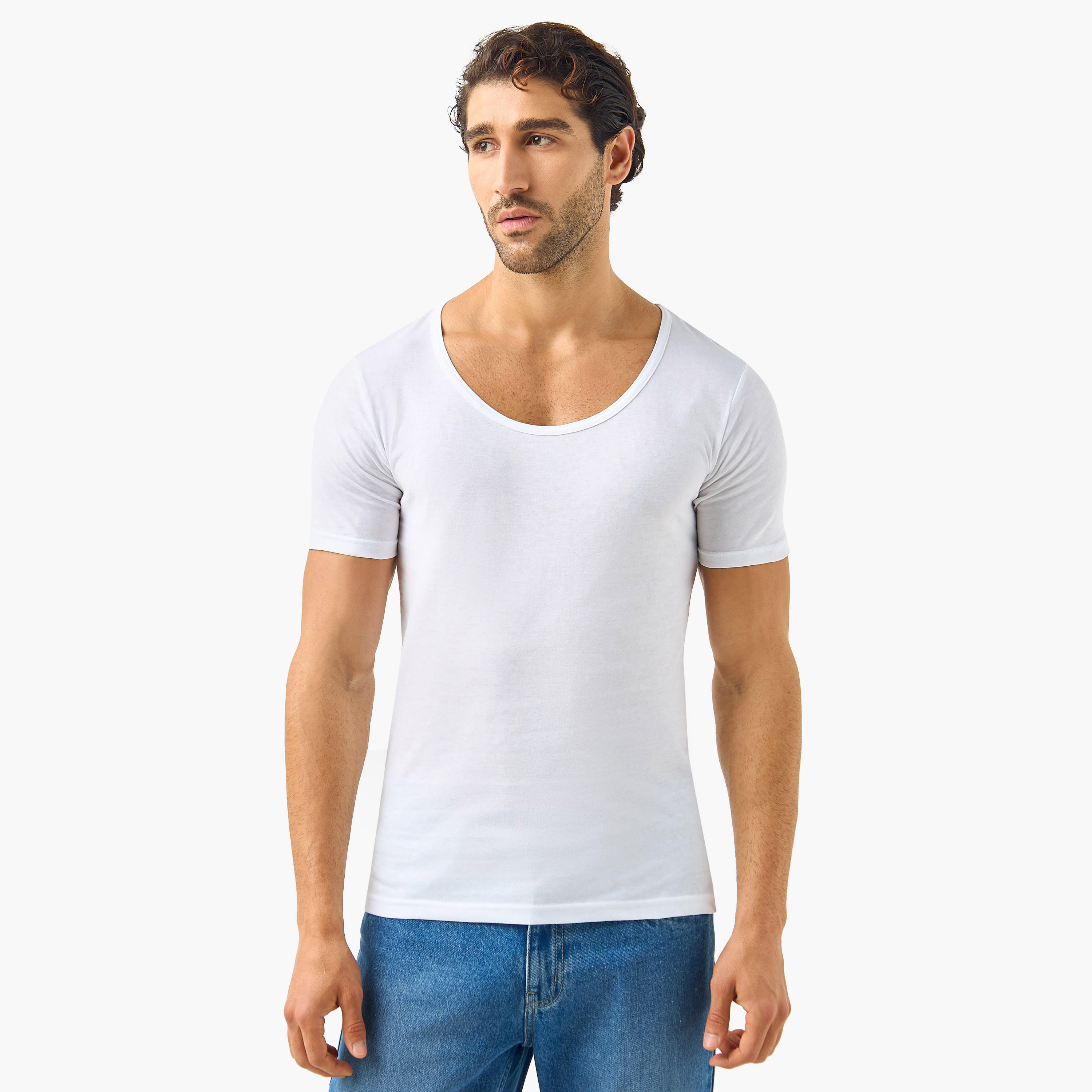 فيستات بياقة مستديرة وأكمام قصيرة - طقم 3 قطع-men-clothing-innerwear-vests-image-4