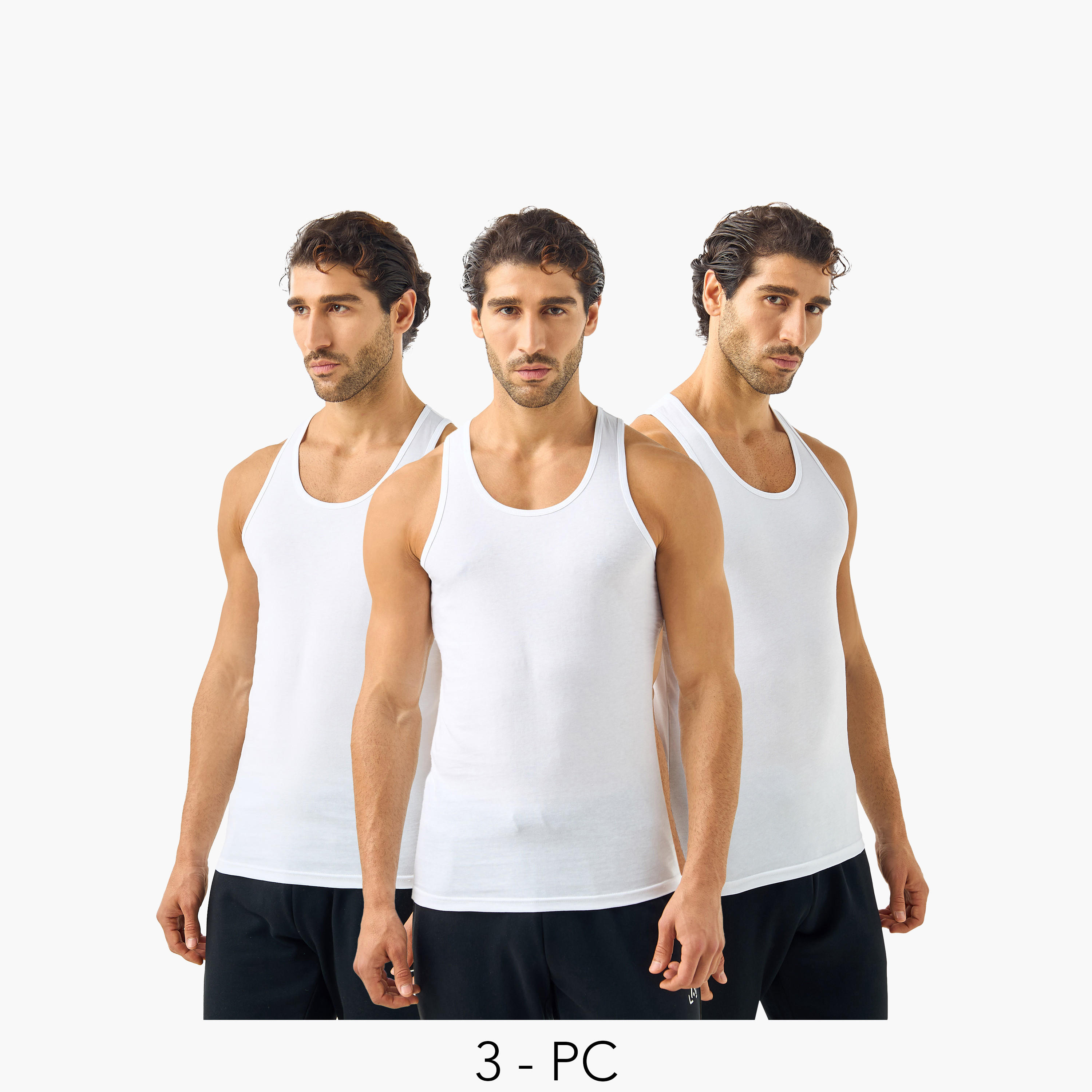 فيستات بياقة مستديرة - طقم 3 قطع-men-clothing-innerwear-vests-image-1