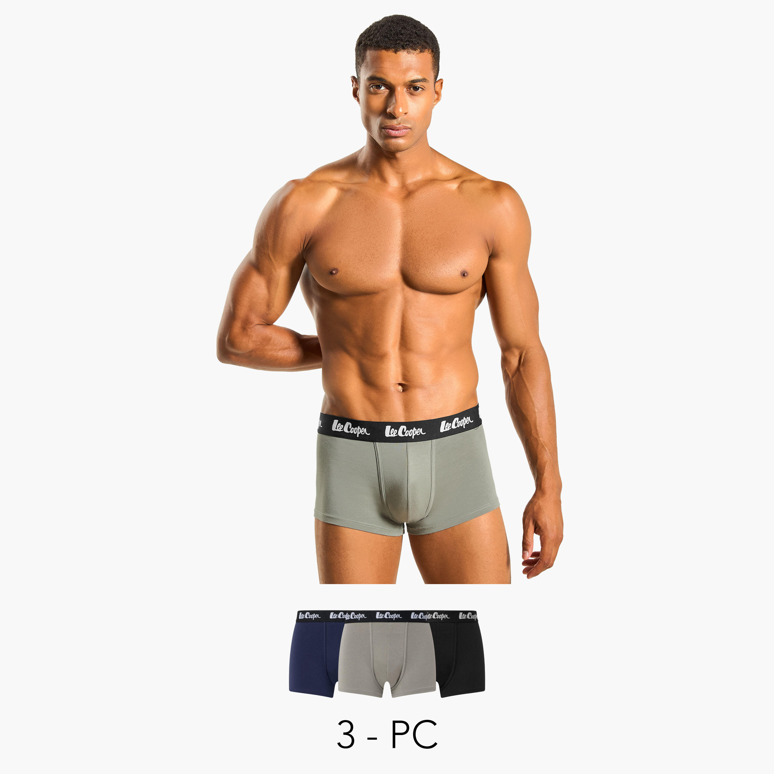 Set of 3 - Lee Cooper Trunk Briefs with Elasticated Waistband-men-clothing-innerwear-underwear-image-1