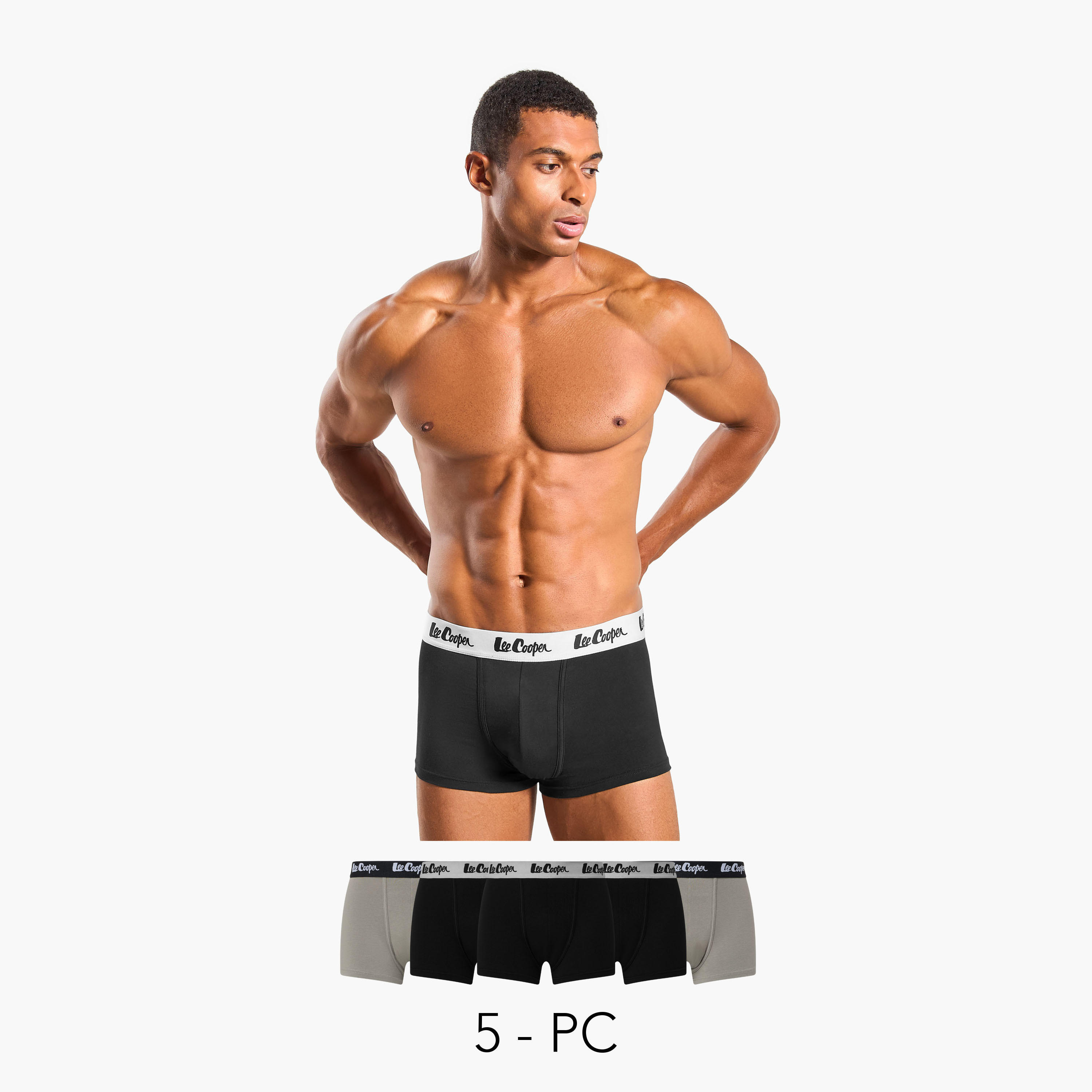 Set of 5 - Lee Cooper Trunk Briefs with Elasticated Waistband-men-clothing-innerwear-underwear-image-1