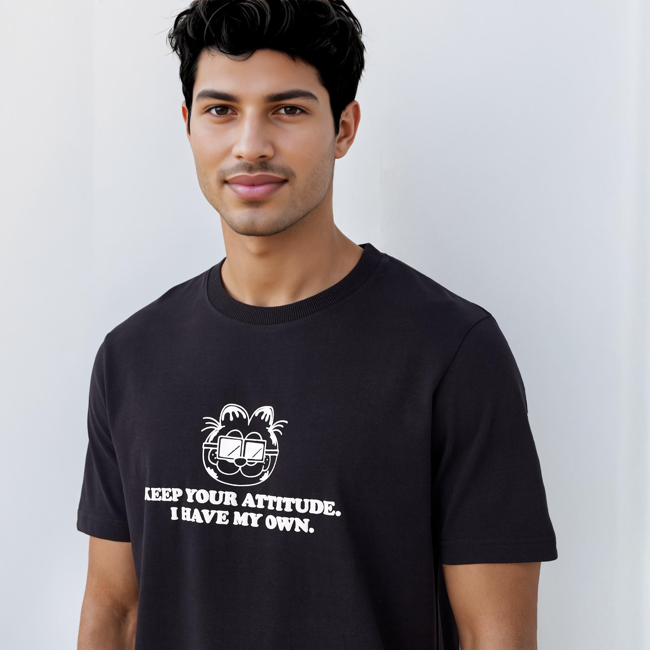Garfield Print Crew Neck T-shirt with Short Sleeves-men-clothing-tshirtsandpolos-tshirts-image-4